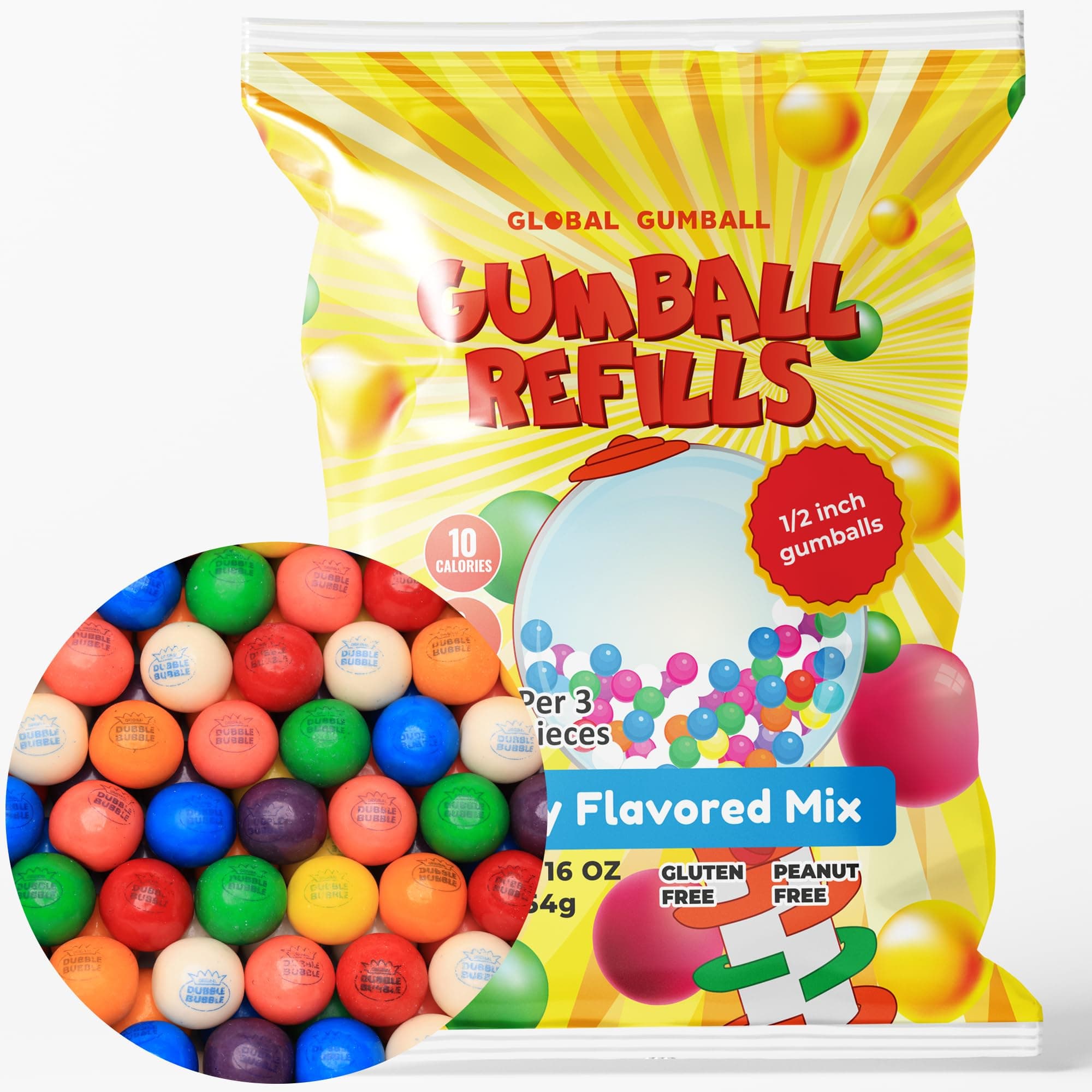 for Machine - 0.5 Inch Mini s for Kids - Machine Refills - 1 LB Chewing Gum - Fruit Flavored Bubble Gum
