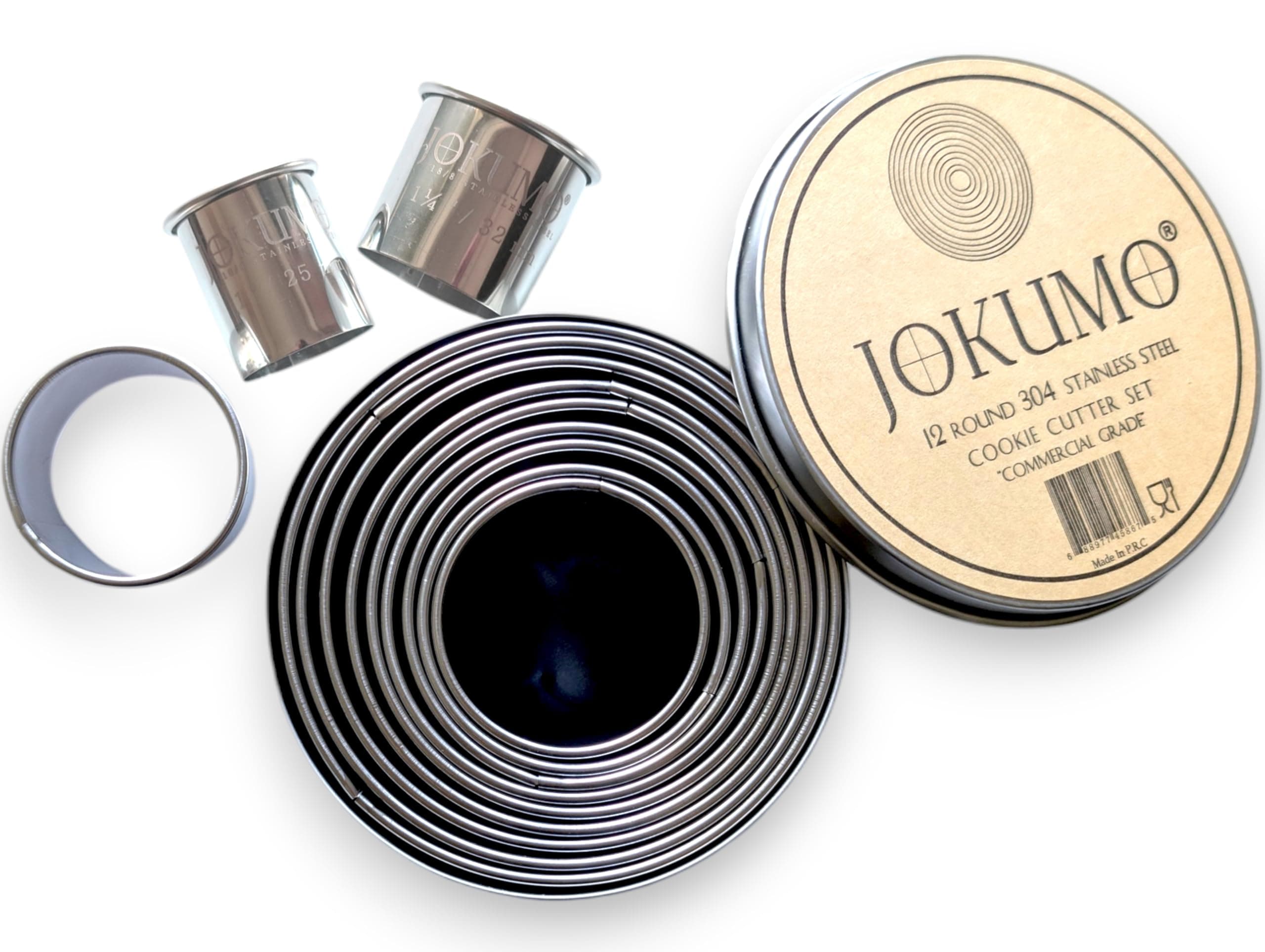 12 Piece Plain Round Pastry/Cookie Cutter Set Heavy Duty Commercial Grade 18/8 304 Stainless Steel - Metal Marked Size – Perfect For Cooking Enthusiast