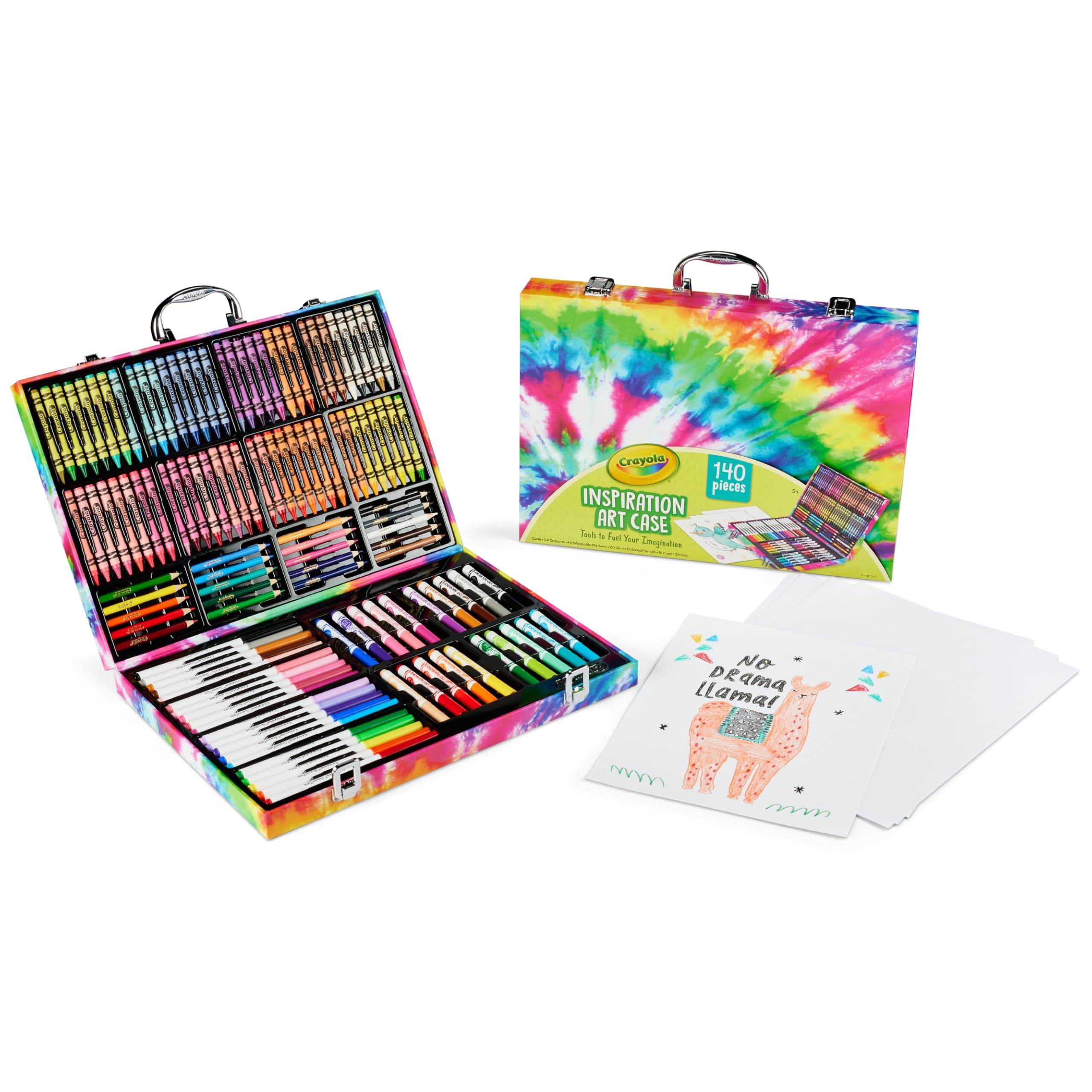 Crayola Inspiration Art Case Coloring Set - Tie-Dye (140ct), Essential Easter Basket Stuffers, Art Supplies Set For Kids, Travel Drawing Kit, Gift for Girls & Boys, Ages 5+ [Amazon Exclusive]