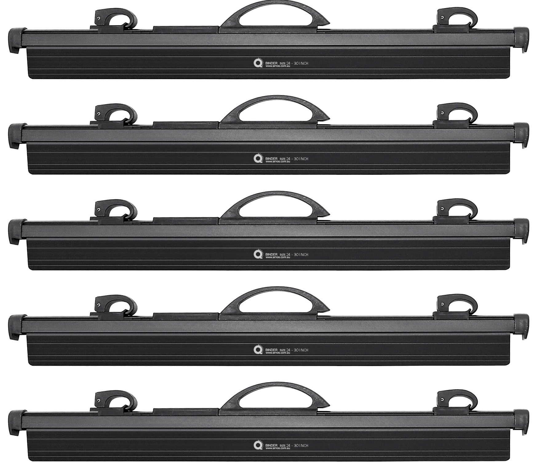 Hang-A-Plan, 24-30 Inches Quickfile Hanging Clamp, Black, Holds up to 150 Plans, Pack of 5 Clamps