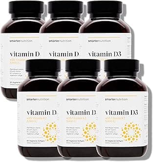Vegan Vitamin D3 5000 IU + Natural Vitamin K2 1100 mcg in Organic Coconut & Olive Oil - D3 K2 Supplement for Immune & Bone Support - 360 Softgels[180 Day Supply]