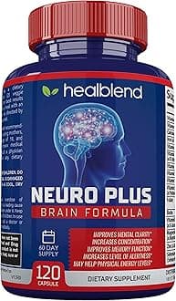 Neuro Plus Brain & Focus Formula - Nootropic Brain Booster Supplement, Supports Brain Health, Mental Clarity & Focus - Enhances Concentration & Mental Energy – 120 Capsules (1)