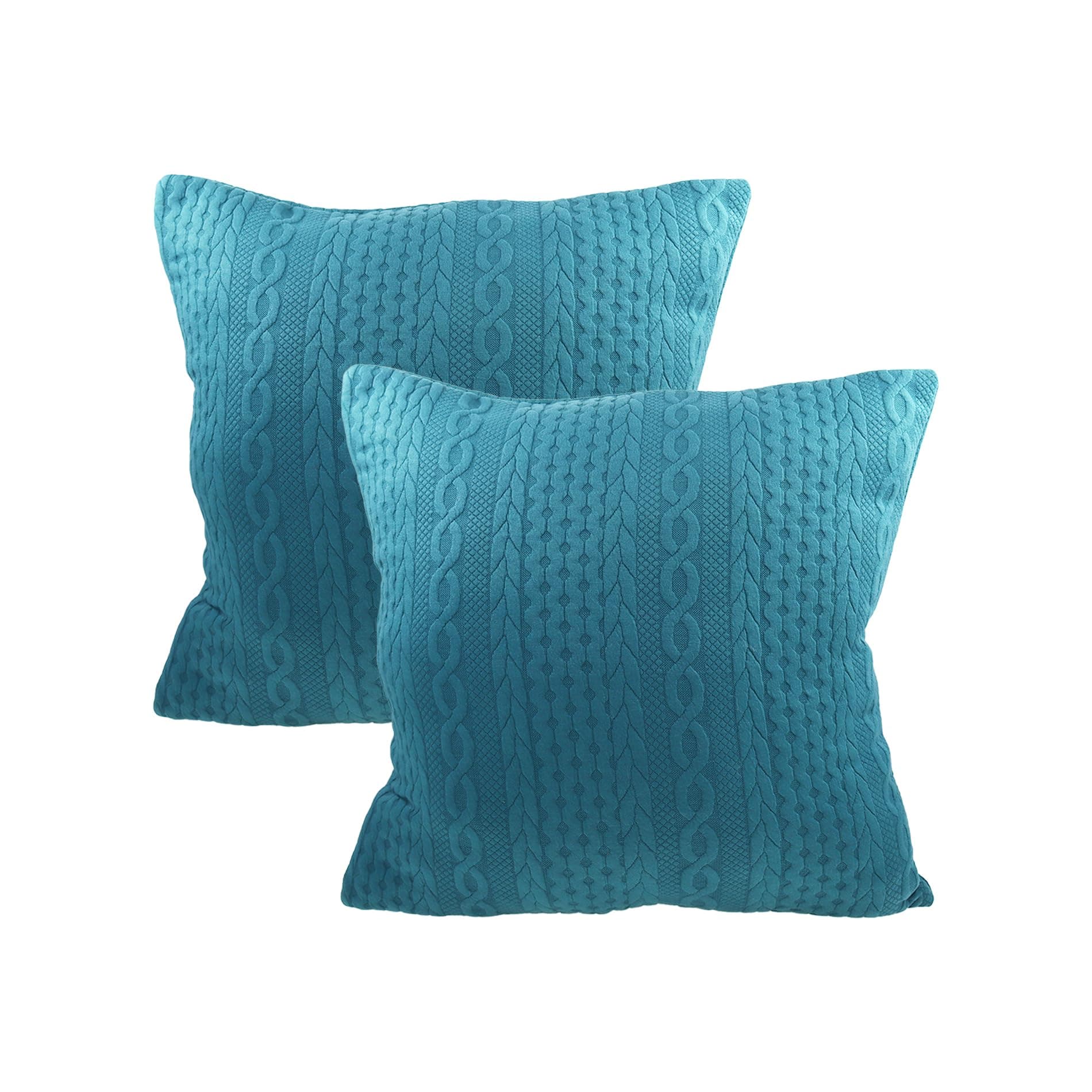 Throw Pillow Cover, Modern Embossed Patterned Cushion Cover,Super Soft Farmhouse Pillow Cover,Rustic Boho Pillow Cover,2 PCS Pillow Cover for Sofa Turquoise, 18 * 18"/45 * 45cm
