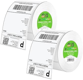 Double Dragon 100 x 150 mm (4" x 6") Premium Coated Self-Adhesive Direct Thermal Label for Zebra, MUNBYN Printers [1 Roll - 500 Label] (Pack of 2)