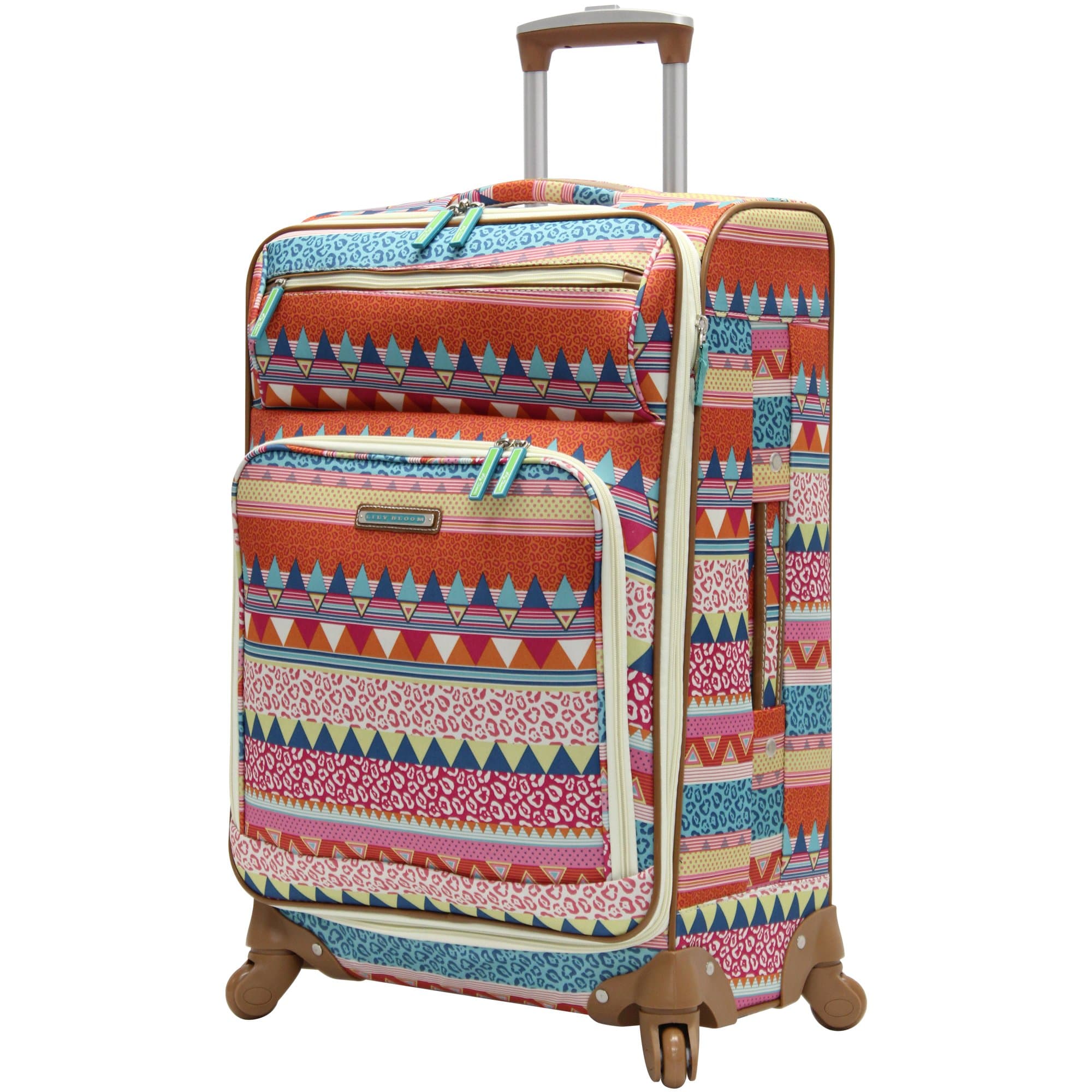 Design Pattern 28" Luggage Softside Expandable With Double Spinner Wheels, Large Lightweight Suitcase Checked Bag For Women