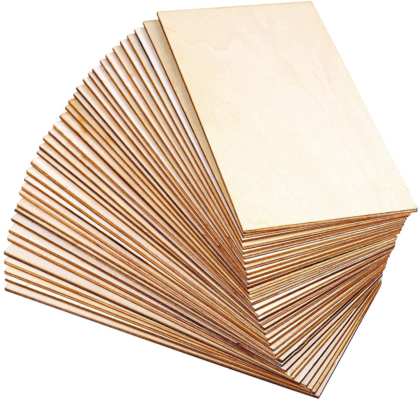 Cliths 36 Pack Blank Wood Sheets 3 x 5 cm Rectangle Unfinished Wood Pieces for DIY Crafts Painting, Christmas Ornaments and Home Decor