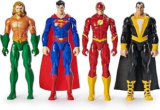 Action Figure 4-Pack, Aquaman, Superman, The Flash, Black Adam, 30.48cm, Collectible Superhero Kids’ Toys for Boys and Girls, Ages 3+