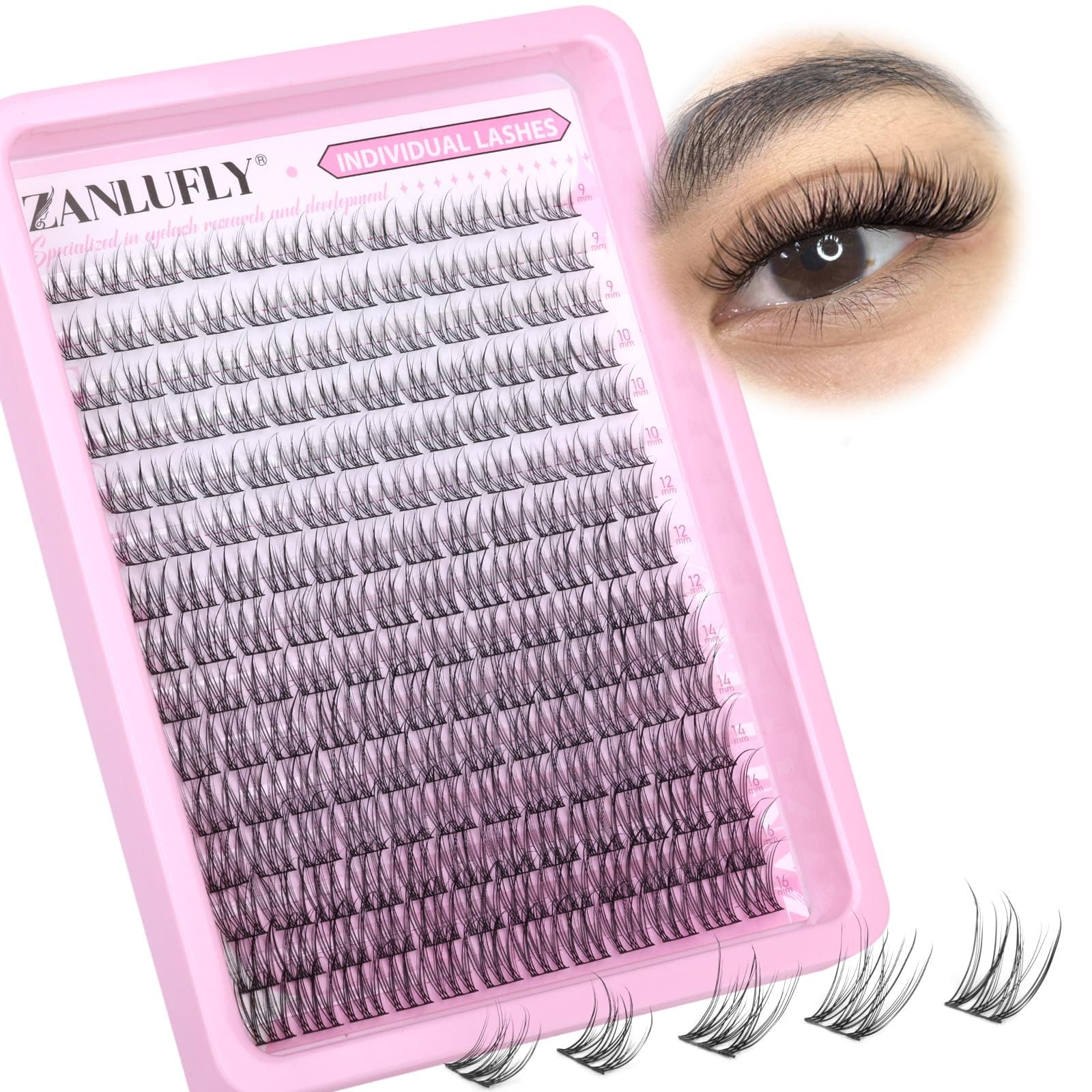 Lash CLusters Wispy Eyelash Clusters Natural Lash Extensions C Curl DIY Eyelash Extensions zanlufly 180Pcs Individual Lashes(9MM 10MM 12MM 14MM 16MM)