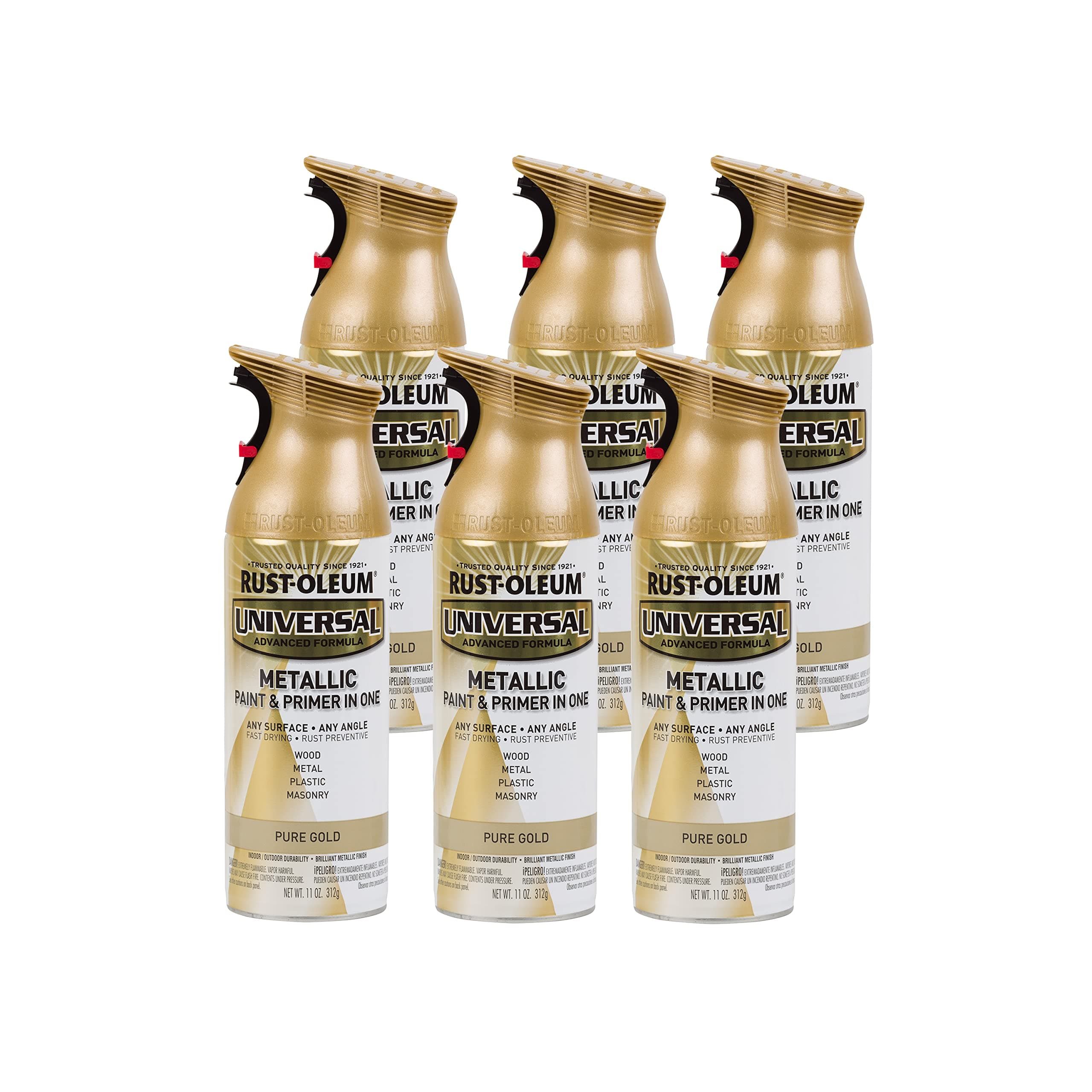 Rust-Oleum 245221-6 PK 245221 Universal All Surface Spray Paint, 11 oz, Metallic Pure, 6 Pack, Each, Champagne Gold Mist
