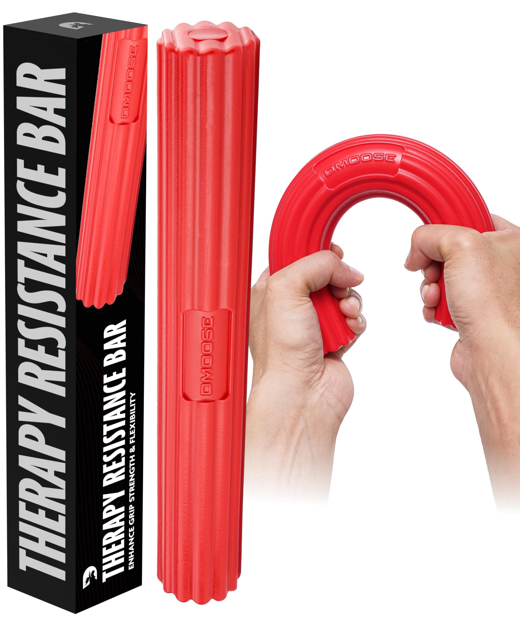 DMoose Fitness Flex Resistance Bar for Physical Therapy - Non-Slip Odorless Material, Exercise Bar for Tennis & Golfers Elbow Tendonitis Relief - Wrist and Forearm Strengthener & Grip Strength Trainer