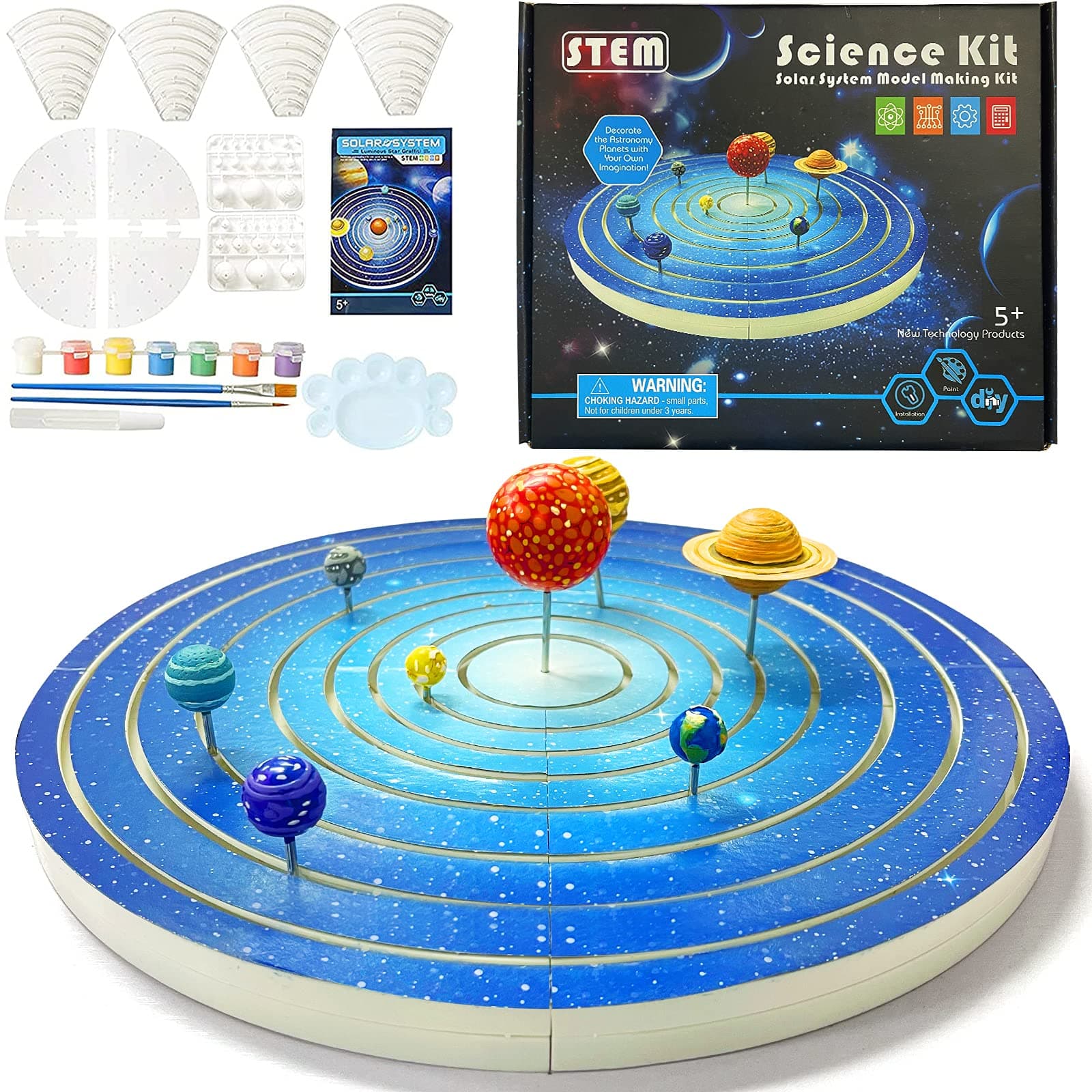 Solar System for Kids - 12" 8 Planets Solar System Model with Milky Way Stars 3D Stickers - STEM Projects for Kids Ages 3-12