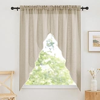 RYB HOME Curtain Tier and Swag Set, Privacy Sheer Curtains Window Treatment Drapes Light & Airy Voile Panels for Bedroom / Kitchen / Farmhouse Garden, 36 x 63-inch Each, 2 Pcs, Warm Beige