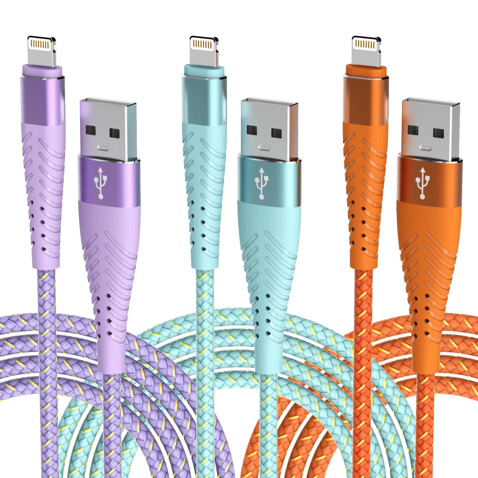 - iPhone Charger Fast Charging Lightning Cable 6FT 3Pack[Apple MFi Certified] Long iPhone Charger Cord Nylon Braided USB Cable Compatible with iPhone 14/13/12 Pro Max/12Pro/11