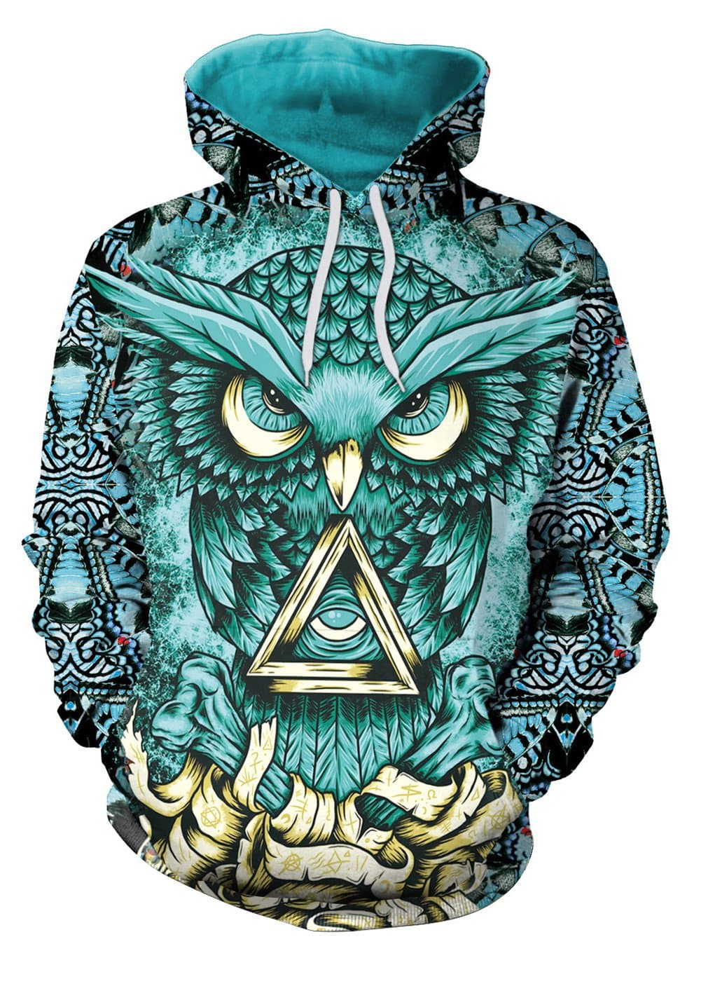 Men Women 3D Printed Long Sleeve Pullover Christmas pullover Hoodies (M, Owl)