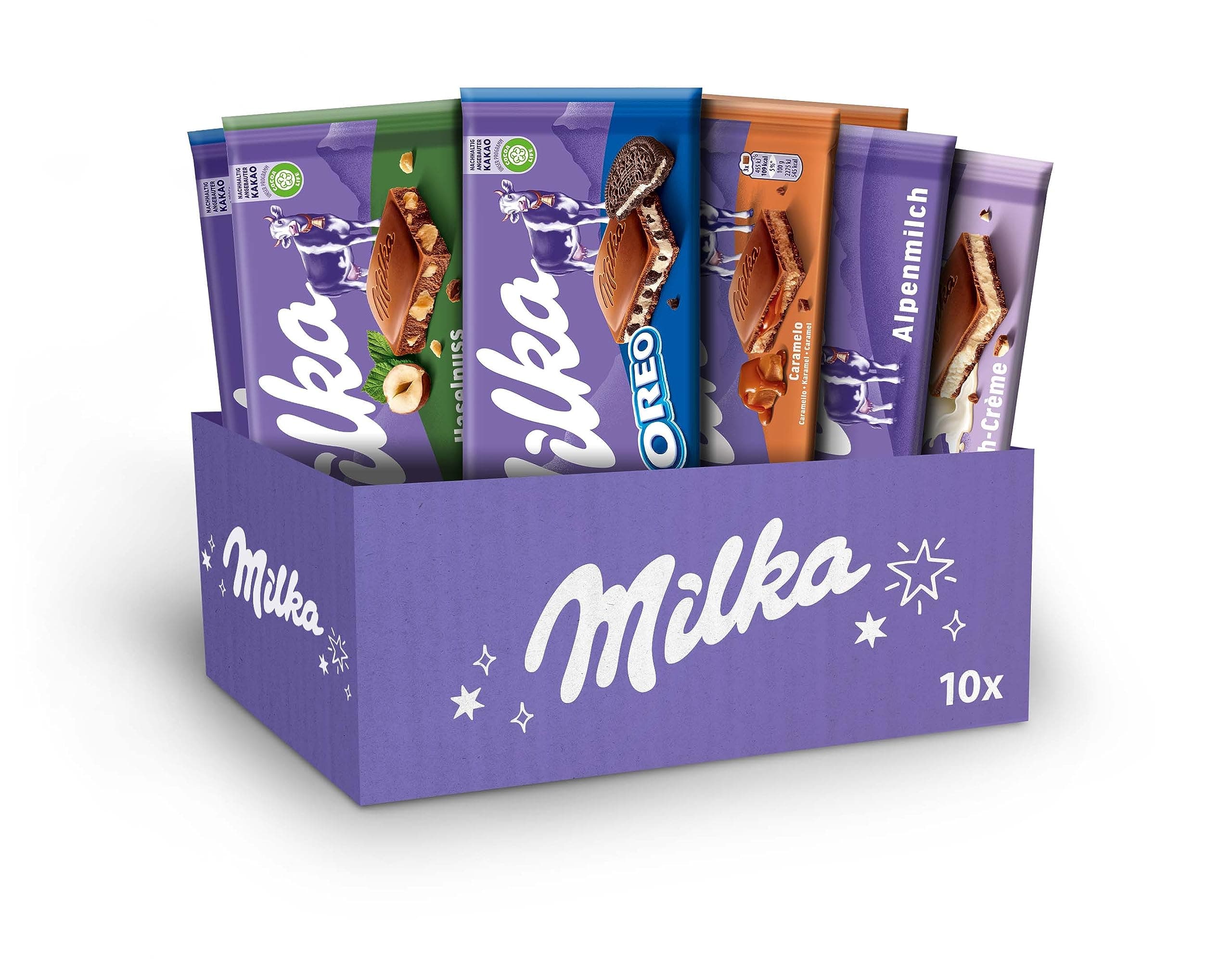 Selection Gift Box, Assorted Creamy Alpine Chocolate Bars, Delightful Mix of Five Flavours, 90 g Bars (Pack of 10 Bars)