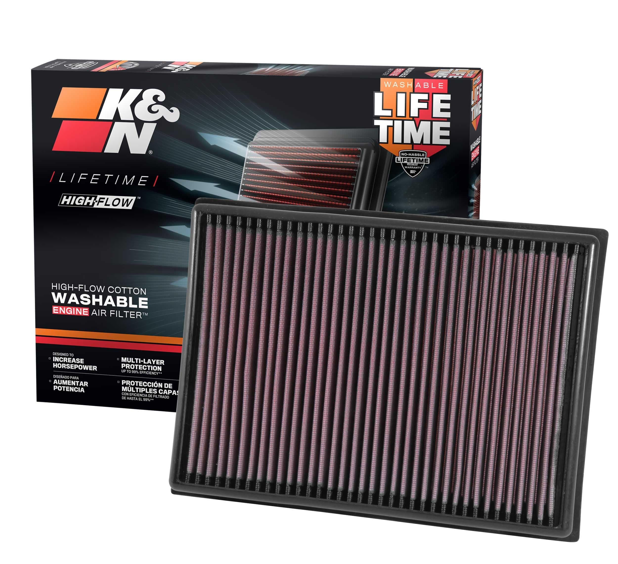 K&N Engine Air Filter: High Performance, Premium, Washable, Replacement Filter: Compatible with 2010-2021 Toyota/Lexus SUV V6/V8 (4runner, GX460, Land Cruiser, FJ Cruiser, Prado), 33-2438