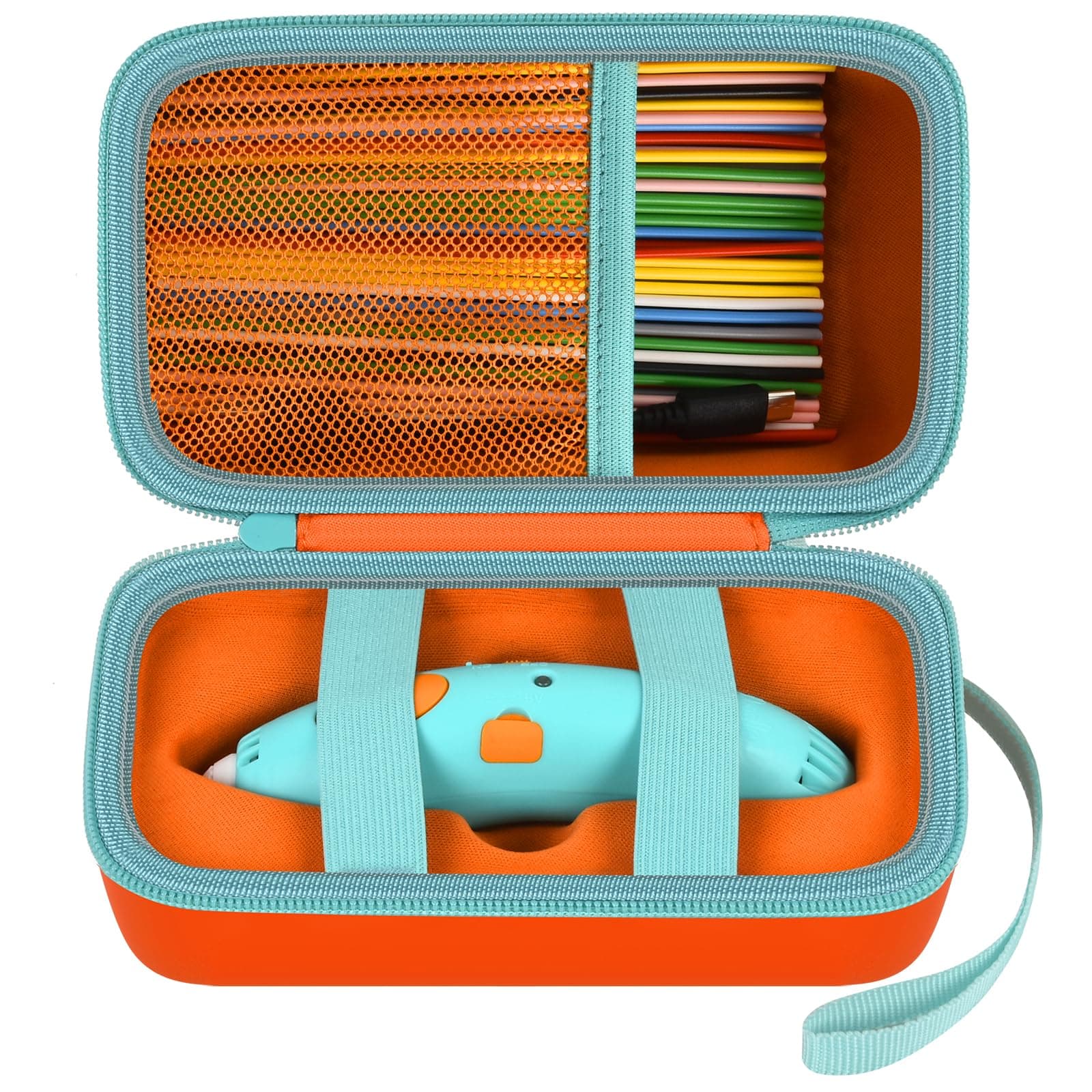 ANKHOH Case Compatible with 3Doodler Start+ Essentials (2023) for 3D Pen Set for Kids, Storage Organizer Holder for Printing Filament Refill and USB Charger, Orange-Bag Only