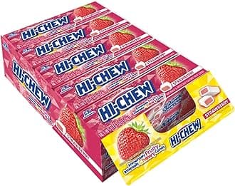 - HI-CHEW Strawberry Sticks, 15-Pack, Unique Fun Soft & Chewy Taffy Easter Candy, 1.76oz Each - Made with Immensely Juicy Fruity Flavors