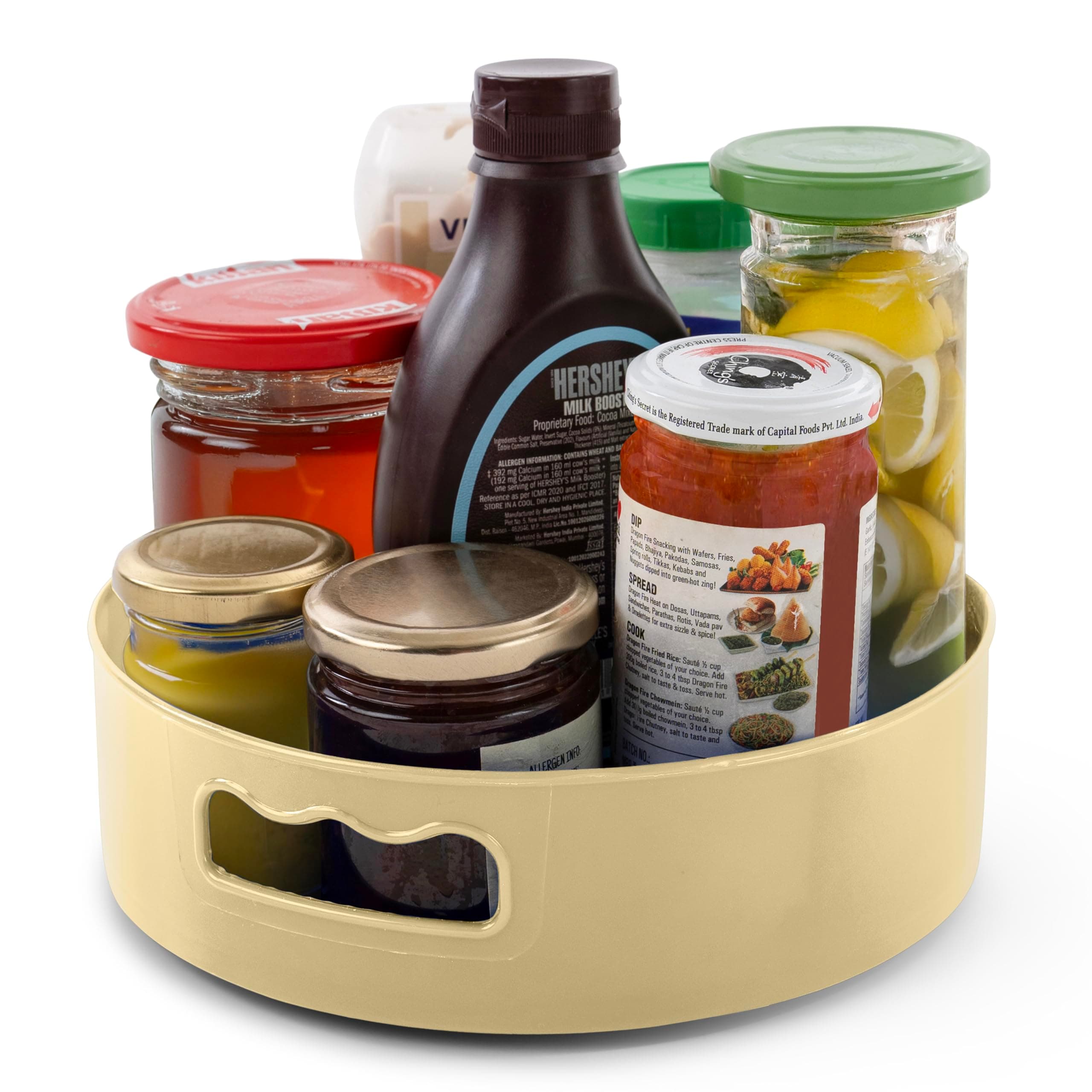 HomeWiz Multi-Purpose 360° Rotating Organizer Tray | Space-Saving Kitchen & Pantry Storage | Multi Purpose Organization Rotating Tray | Easy-Access Turntable for Spices, Storage & More | Cream