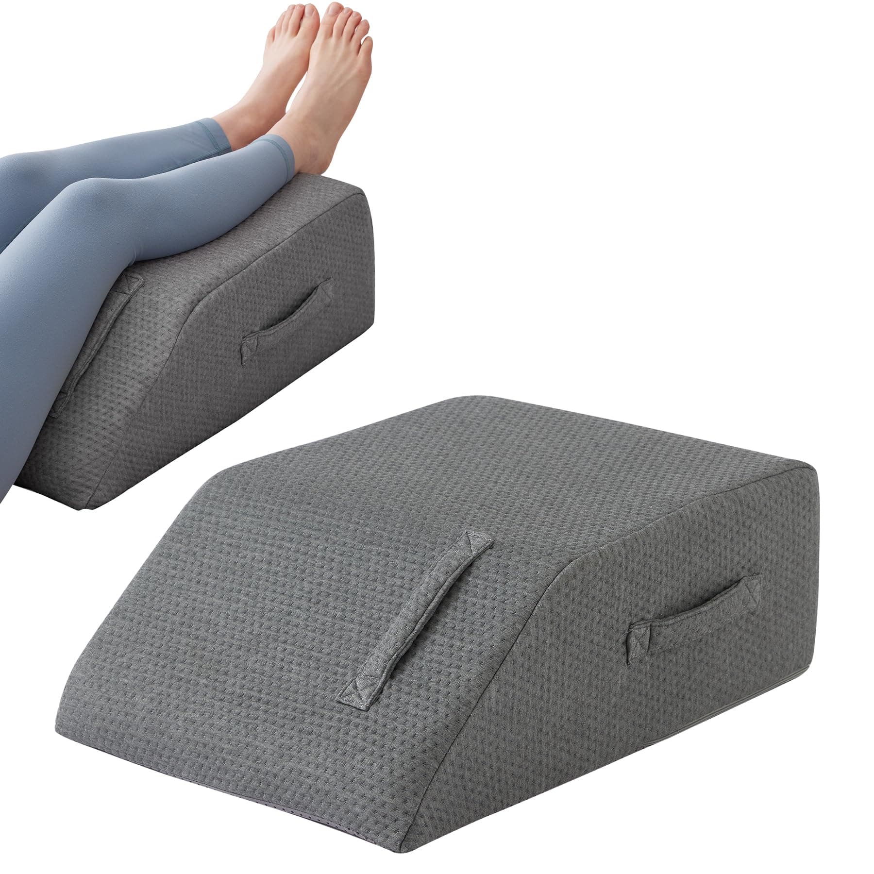 Leg Pillow Elevation Blood Circulation, Leg Wedge for Elevation for Swelling, Leg Elevating Pillow for After Surgery, Memory Foam Foot Knee Pillow for Back Sleeping 24×22×8 Inch Dark Grey
