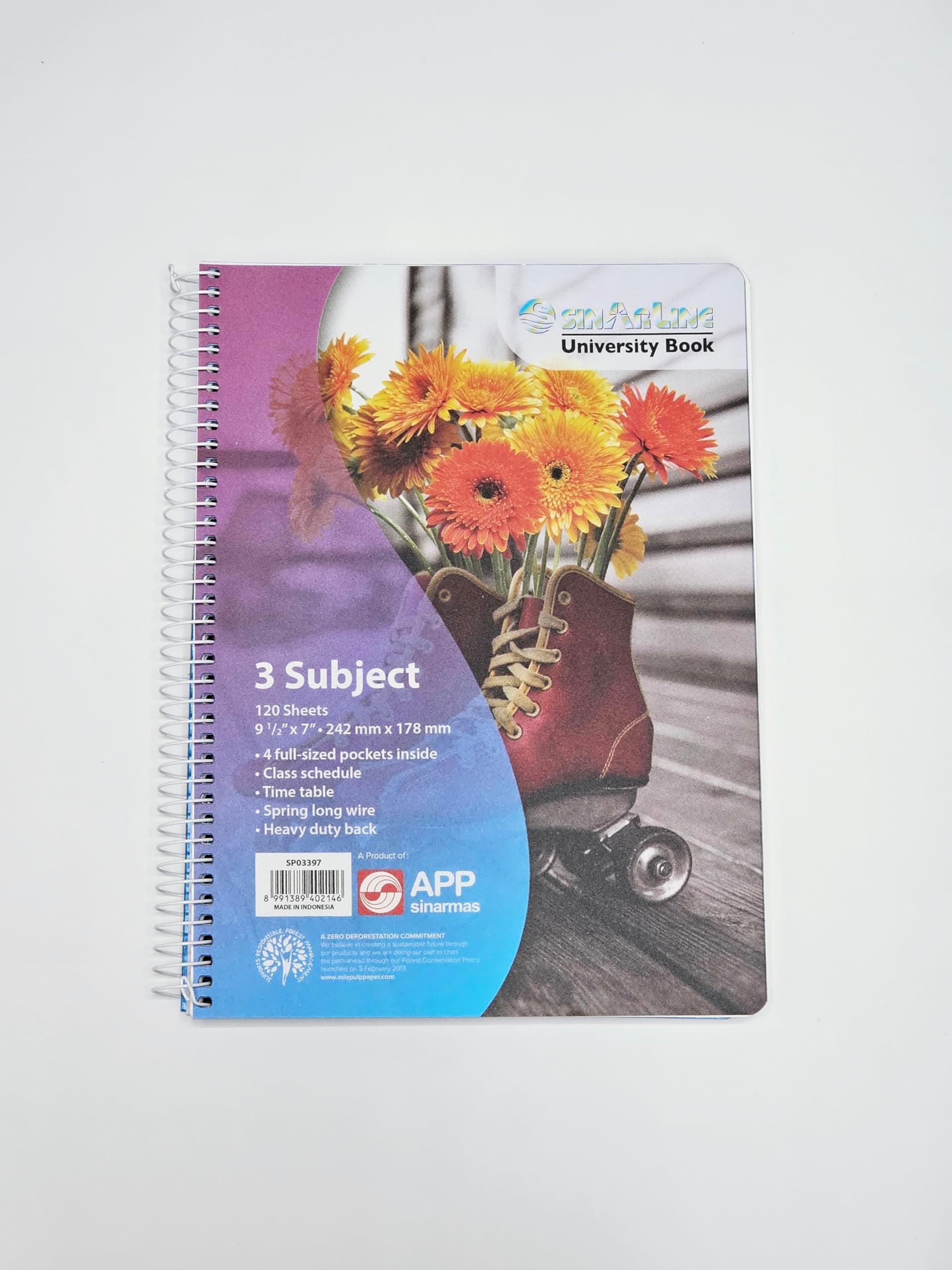 3 Subject 120 Sheet PP Cover Notebook, 9.5-Inch x 7-Inch Size