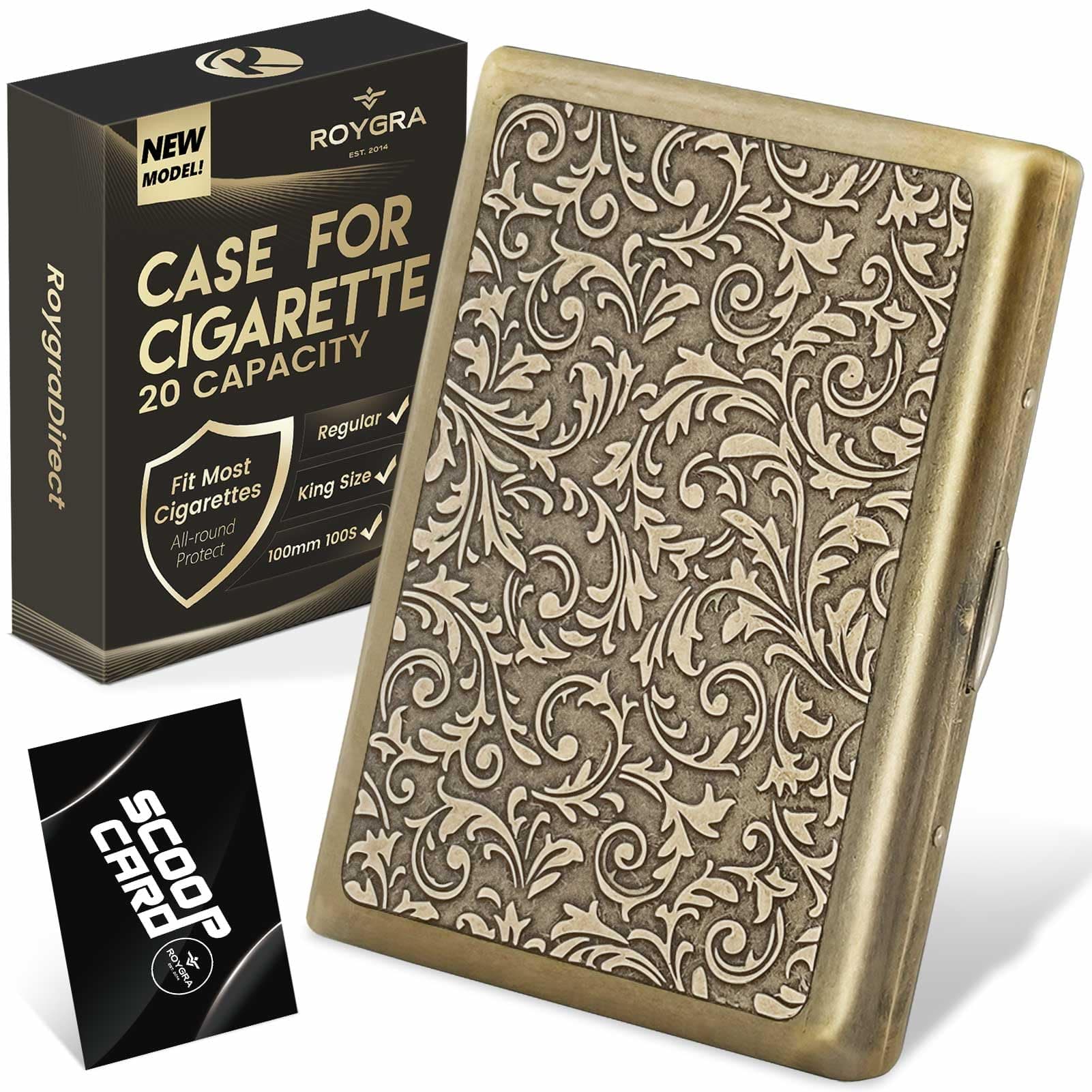 roygraroygra Cigarette Case for Regular, 85mm King Size and 100mm 100S - Retro Zinc Alloy 20 Capacity