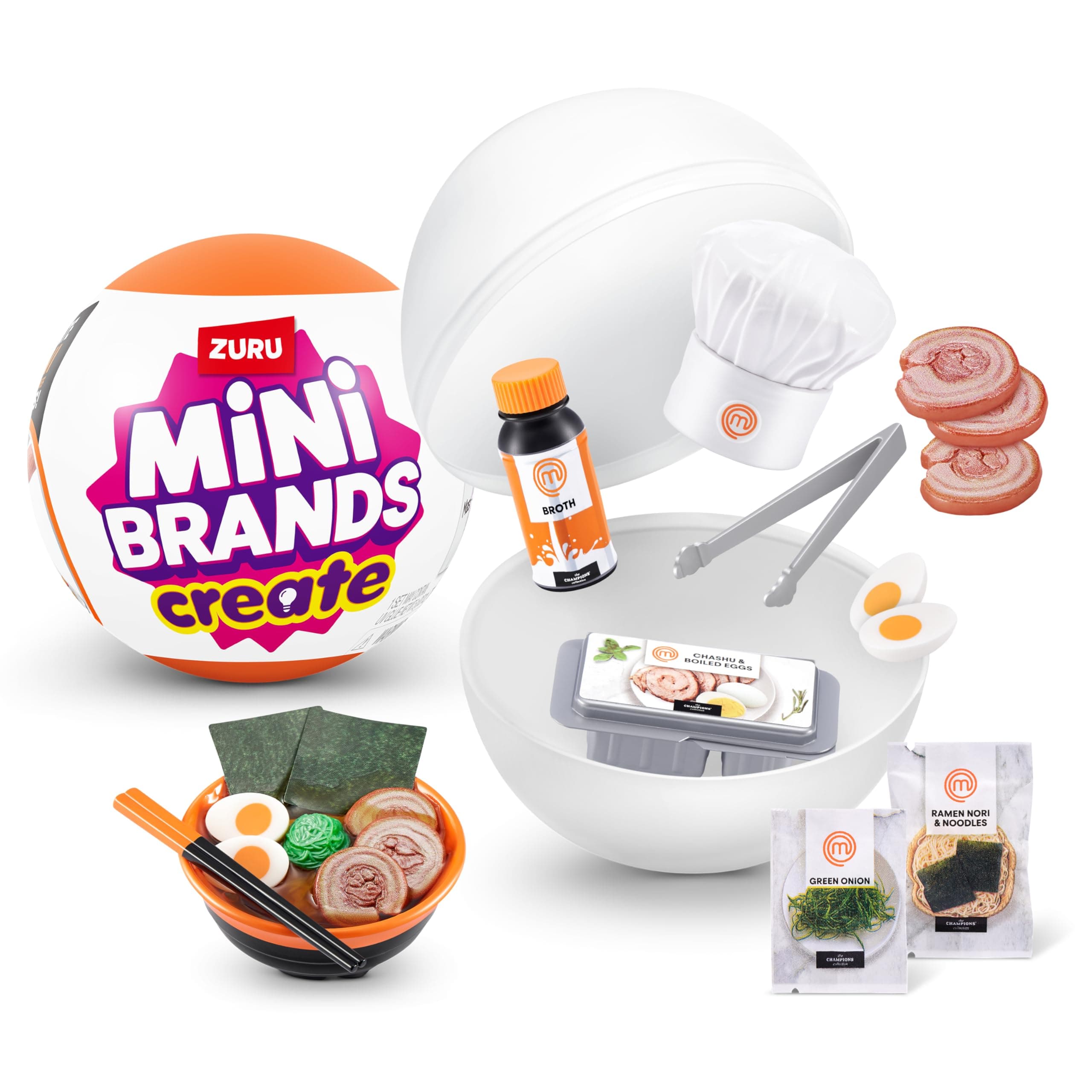 Mini Brands Create MasterChef Capsule by ZURU - Real Miniature MasterChef Creations Collectible Toy, Food Items and Accessories to Create a Dish, Series 1