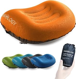 Trekology Ultralight Inflating Camping Travel Pillow - ALUFT 2.0 Compressible, Compact, Inflatable, Comfortable, Ergonomic Pillows for Neck & Lumbar Support While Camp, Backpacking