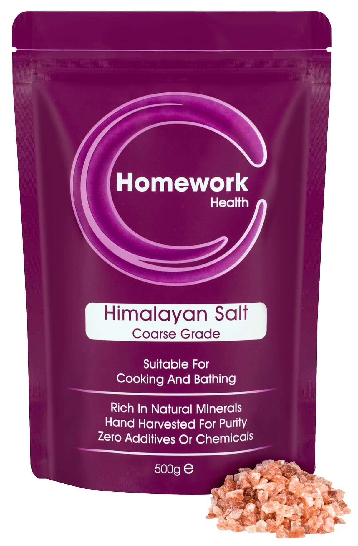 Himalayan Pink Salt Coarse Grade 1kg - Zero Additives - Suitable for Cooking and Detoxification - Comes in Re Sealable Stand Up Pouch