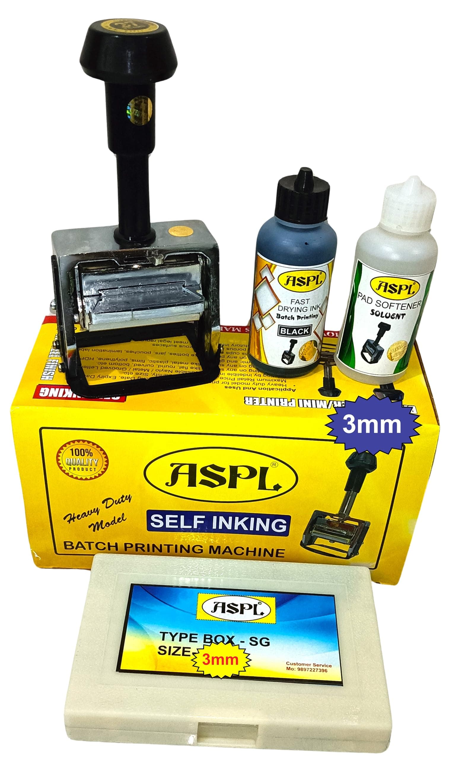 ASPL (3MM) Heave Duty Super Batch Printing Machine (Batch NO., Packing Date, Expiry Date, MUXIMUM Retail Price, NET Weight, Quantity, Size, ETC.) (M30) (3MM)