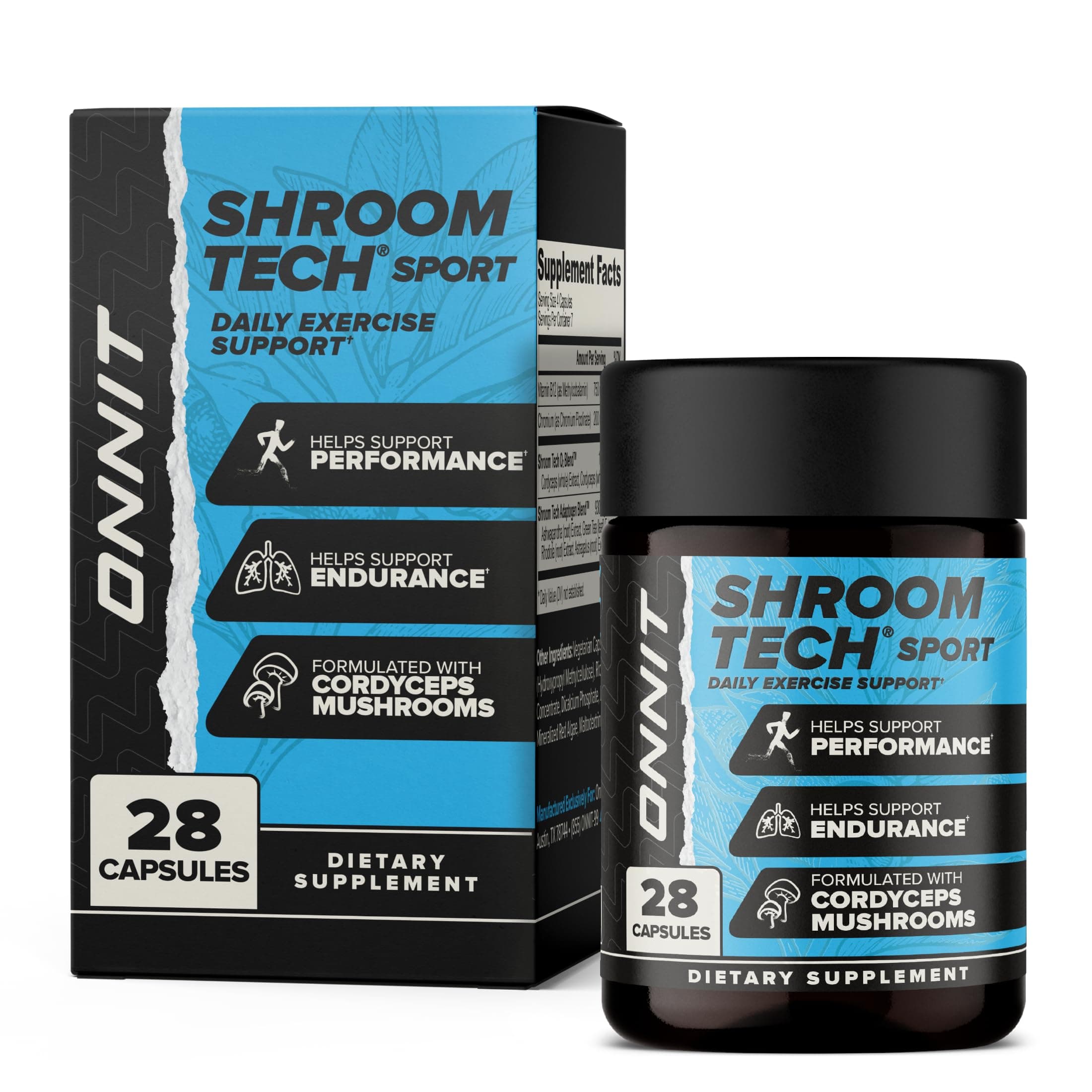 Shroom TECH Sport (28ct) | All Natural Pre-Workout Supplement with Ashwagandha, Cordyceps Mushroom, and Rhodiola Rosea