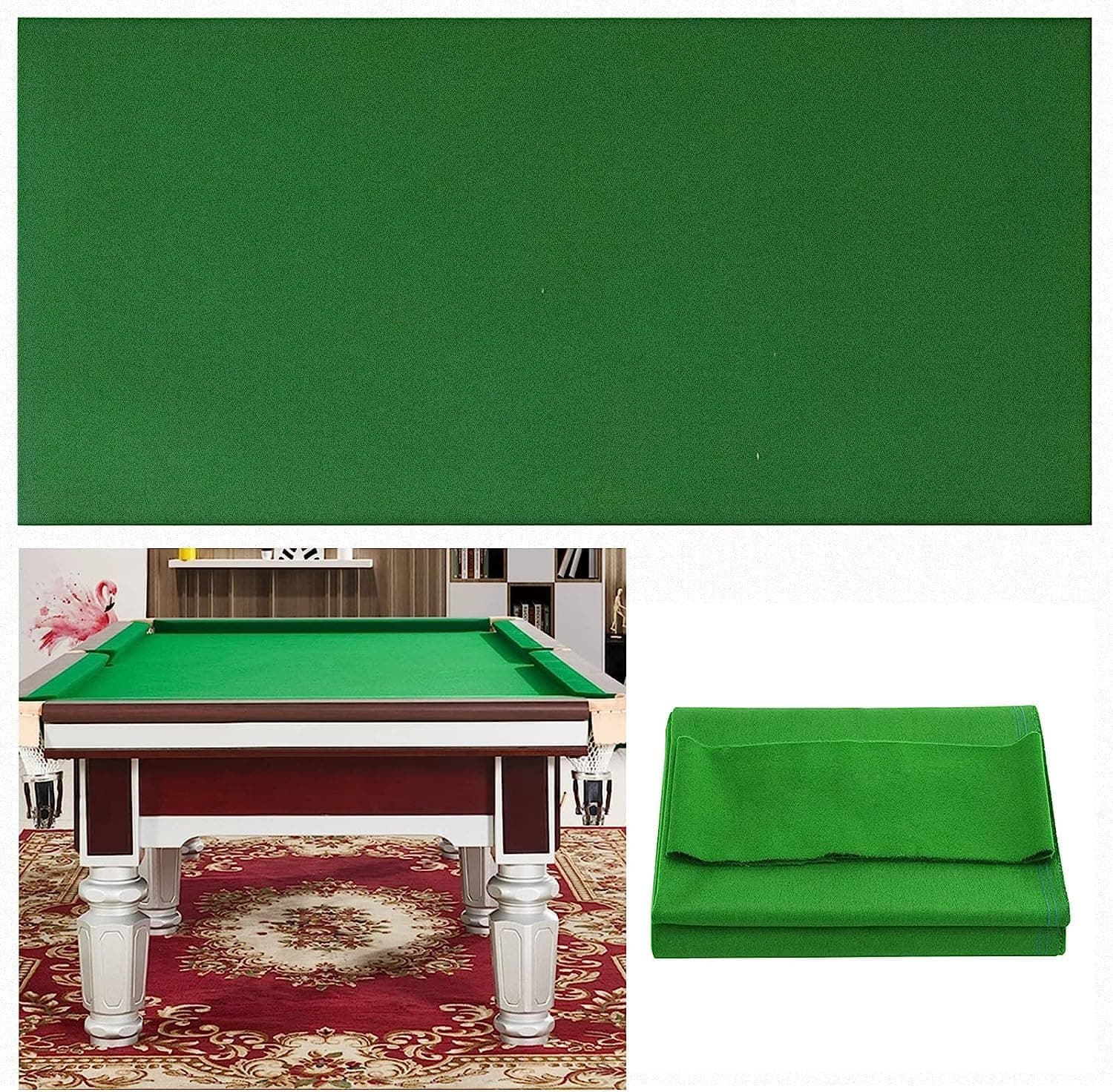 8" Pool Table Felt w/ 6 Cloth Strips, Pre Cut Billiard Table Cloth Felt