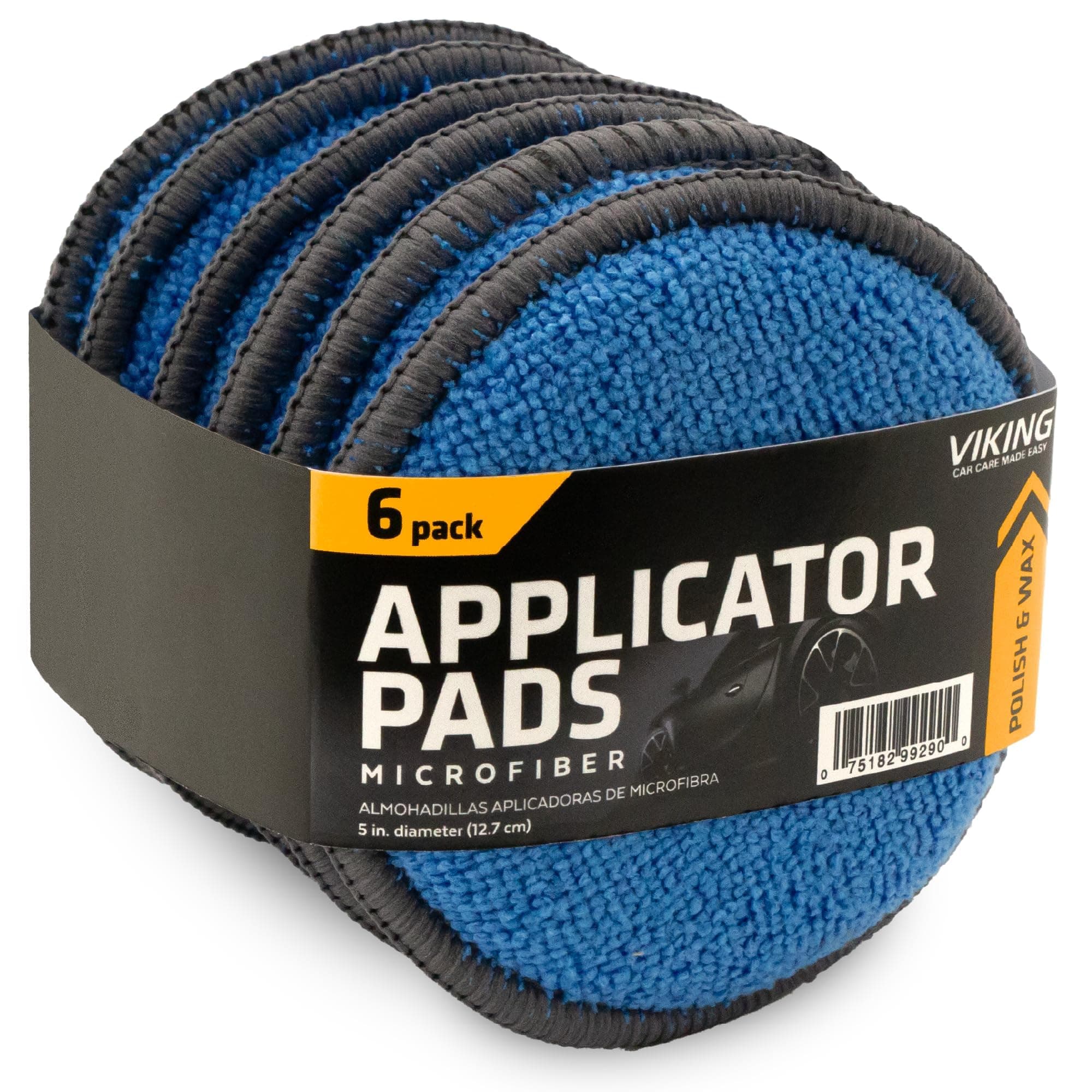 VIKING Microfiber Applicator and Cleaning Pads - 5 Inch Diameter, Blue/Grey, 6 Pack