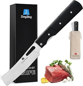 ZhengSheng Folding Chef Knife 4.8" Sharp 440A Stainless Steel Blade G10 Handle Pocket Foldable Japanese Style Kitchen Knife for Outdoor Camping Cooking