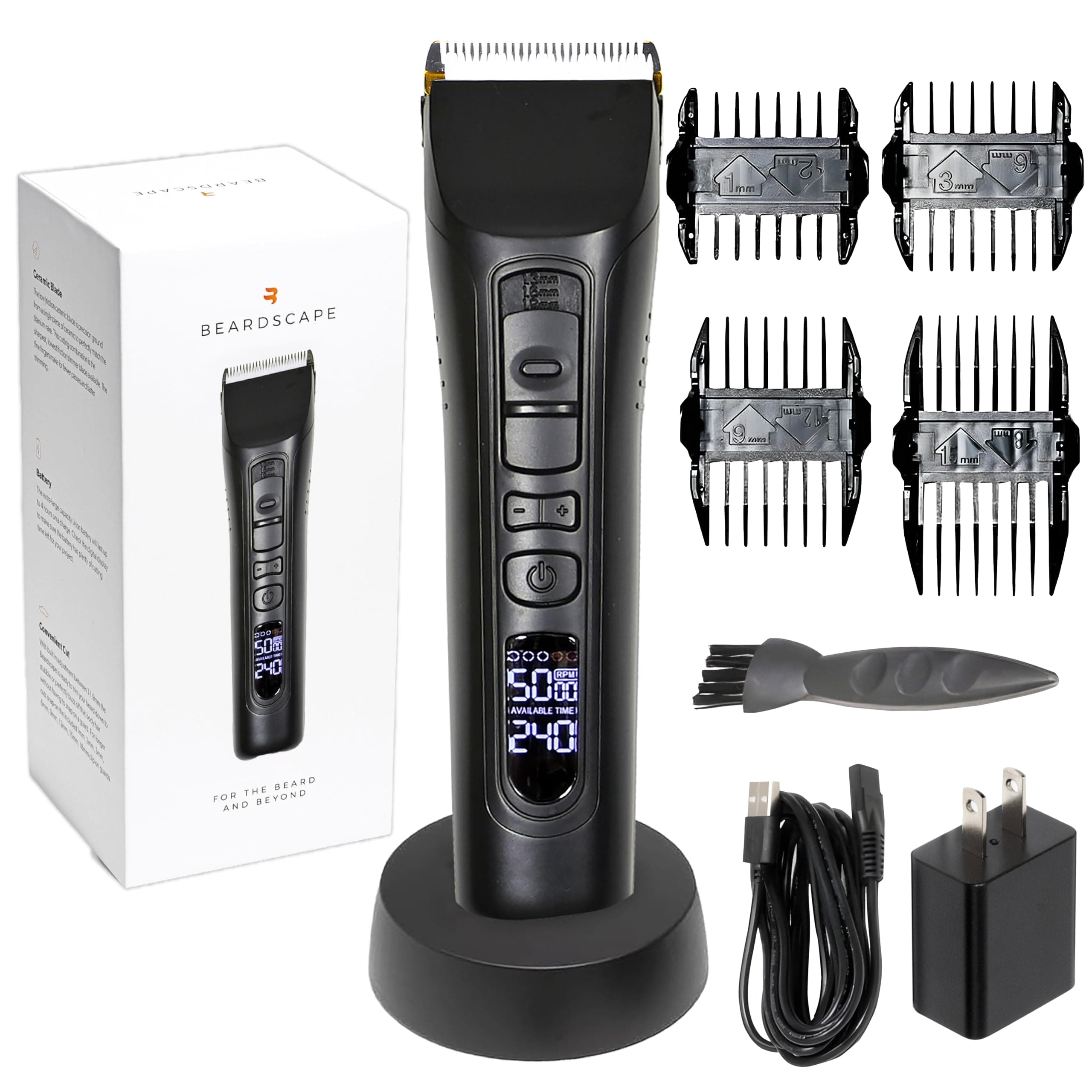 - Brio Beardscape V1 Beard Trimmer for Men Professional with Low Friction Ceramic Blade, Cordless Professional Hair Trimmer for Barbers with 4 Hrs of Long Battery Timing, Ideal for Beard & Body (Black)