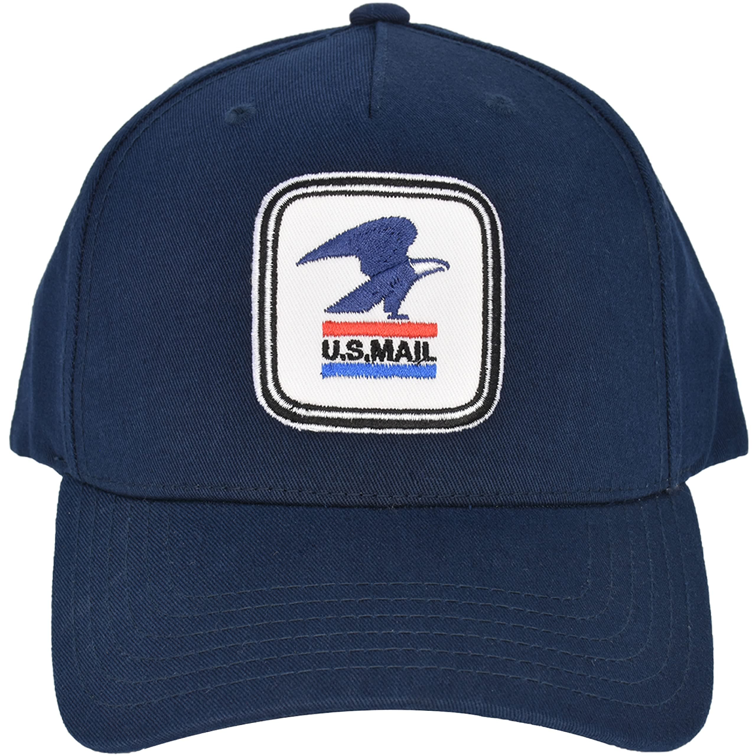Unisex's U.s. Mail Hat, USPS Eagle Embroidered Logo Adjustable Adult Snapback Baseball Cap with Curved Brim, Navy Blue, One Size