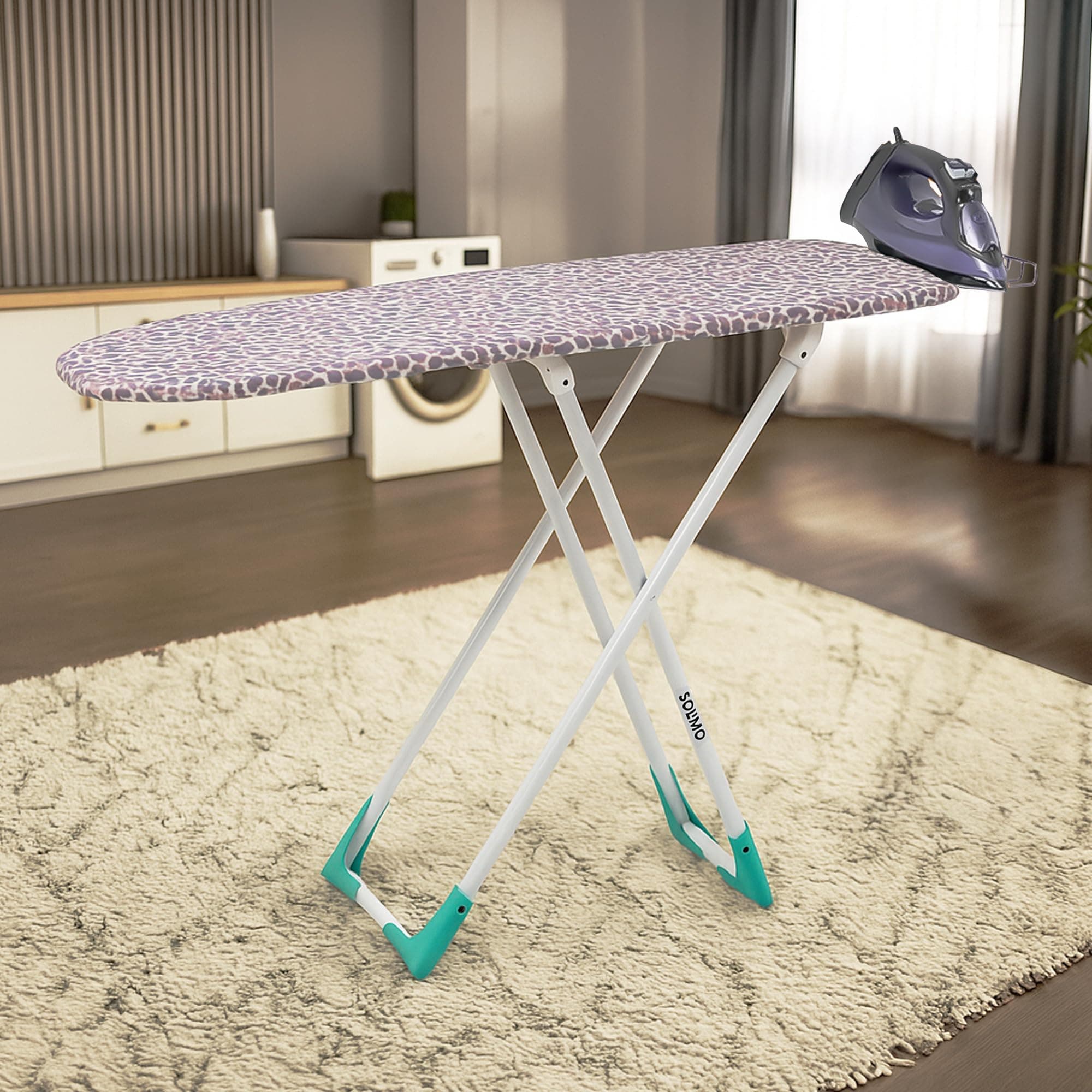 Amazon Brand - Solimo Wooden Ironing Board/Table with Iron Holder, Foldable & Adjustable (116 x 40cm)