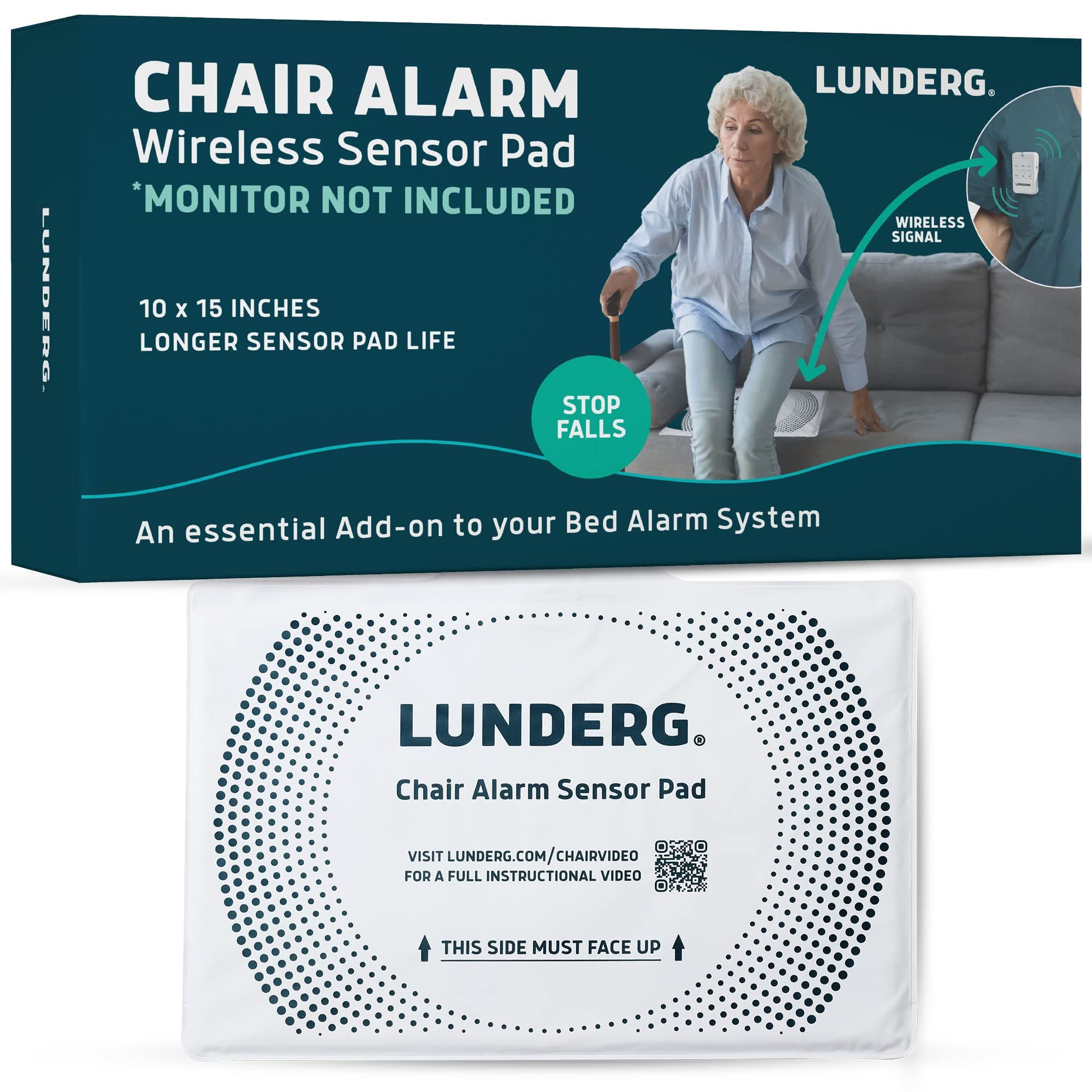 Lunderg Chair Alarm Wireless Sensor Pad - ADD-ON / Replacement - Pager NOT included - Works with Early-Alert Bed Alarms - Fall Prevention for Elderly Dementia Patients
