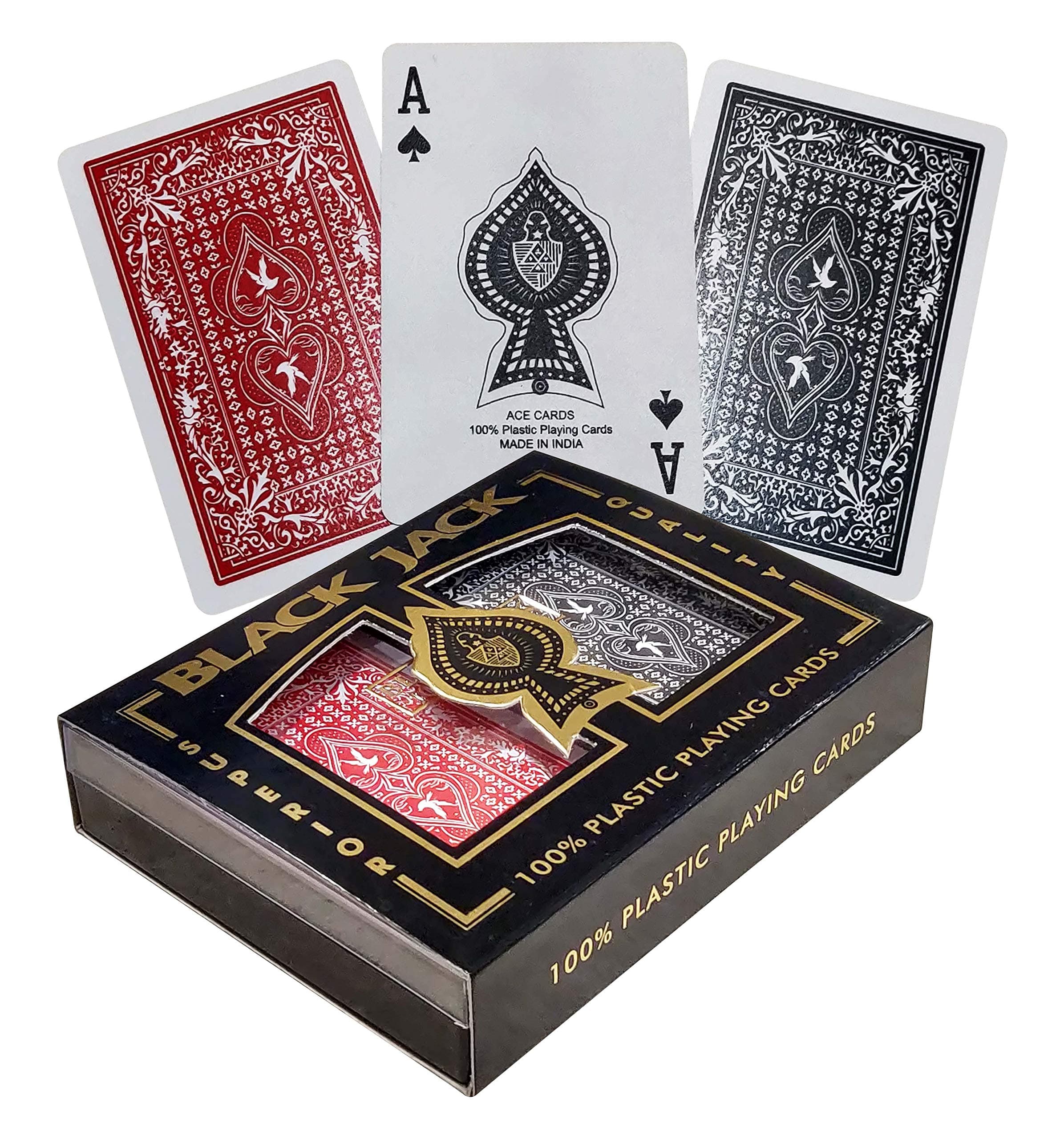 Premium Plastic Playing Cards with Case (2 Decks) - Made in India, Bridge Size, Waterproof - Multicolor, Pack of 2