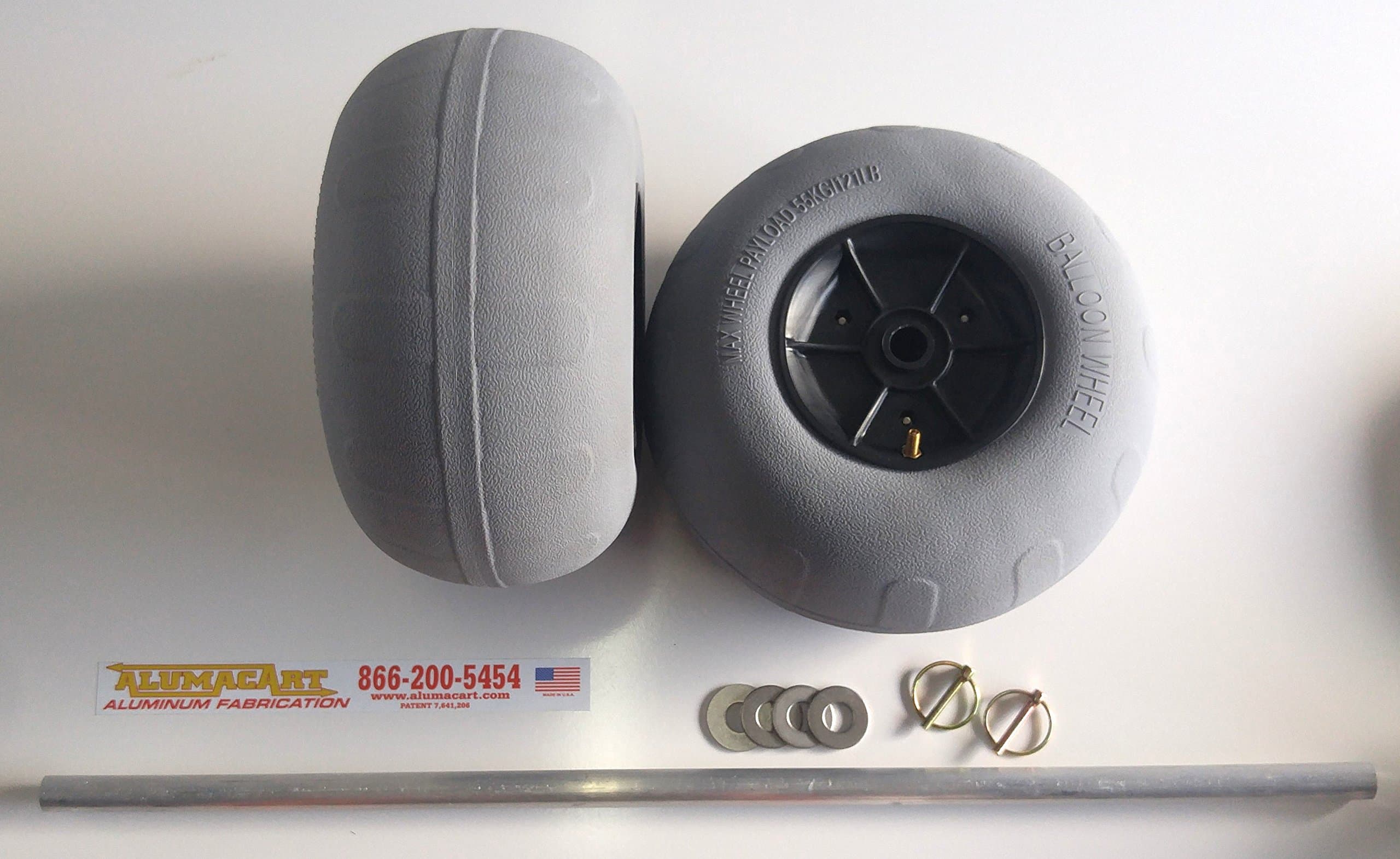 11.8" Balloon Beach Tire Conversion Kit-Includes 36" Aluminum axle, Lynch pins, Stainless Steel washers and Two Balloon Tires.