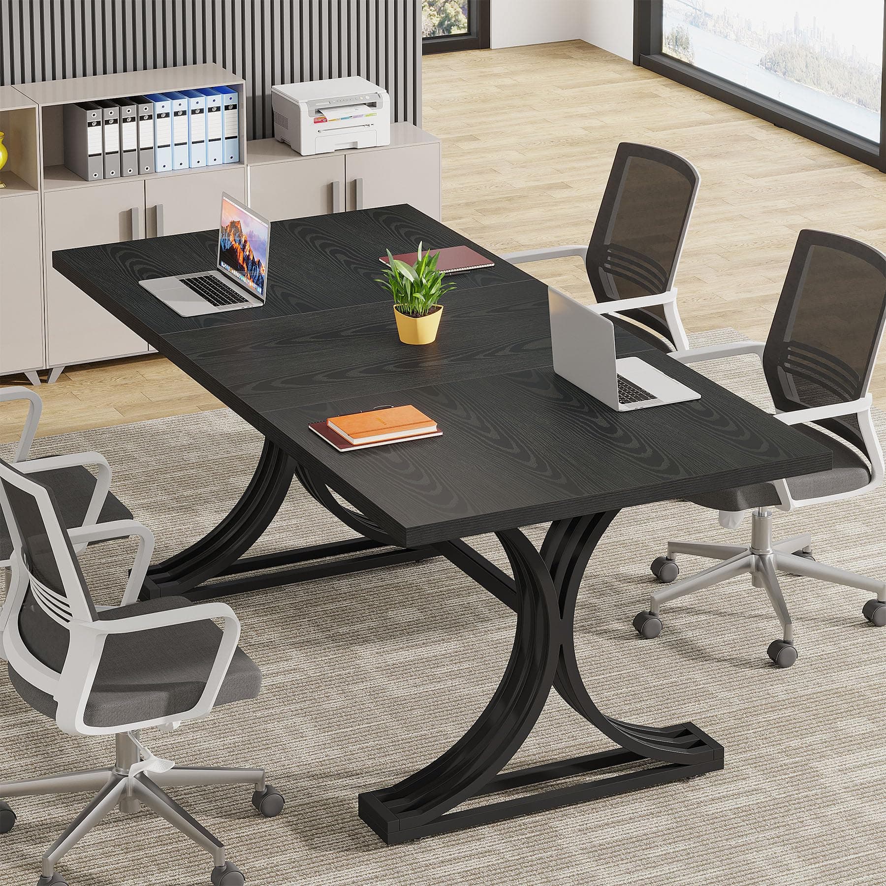 5FT Small Conference Table for 4 to 6, Modern Meeting Table with Strong Metal Frame for Office Meeting Conference Room