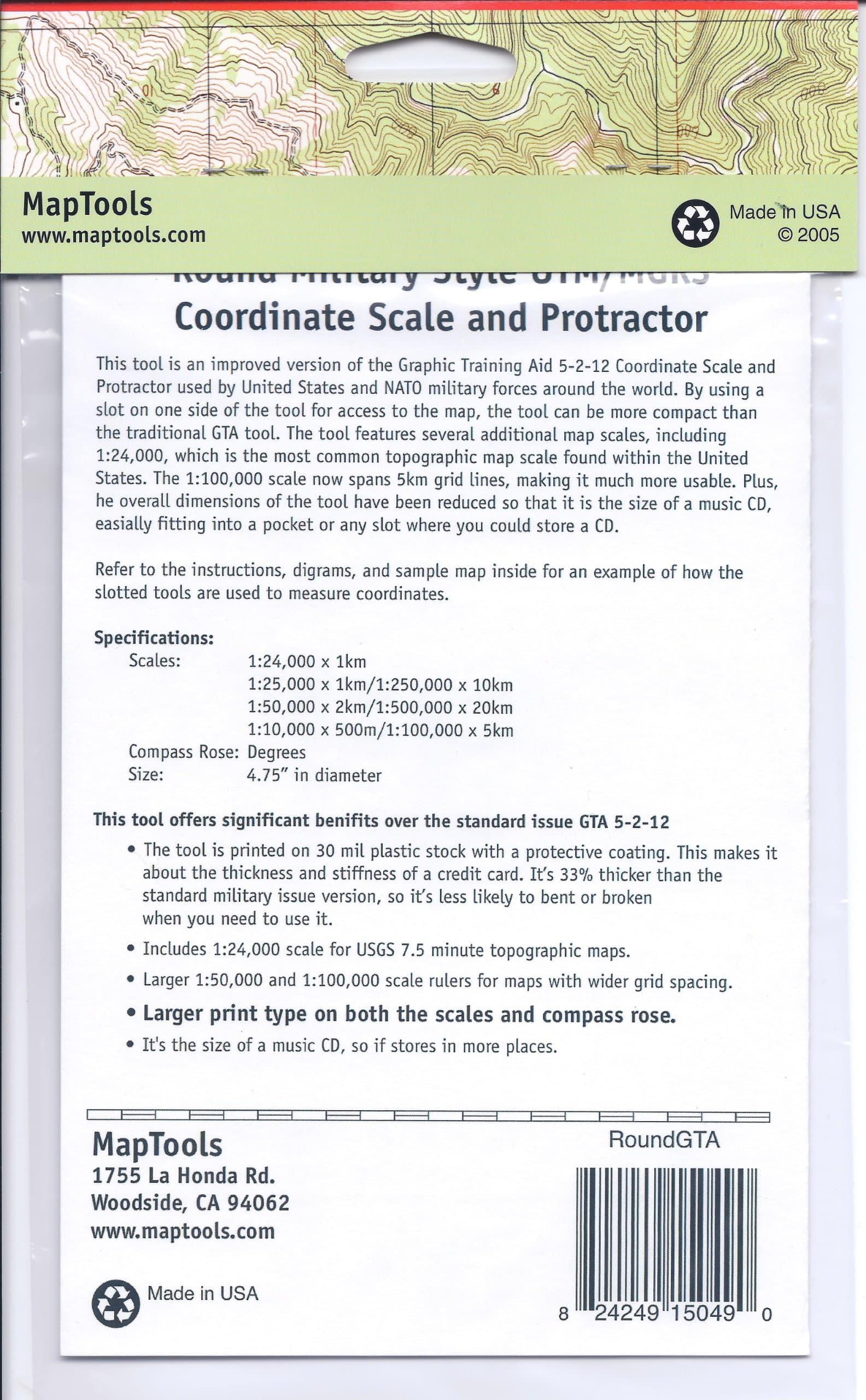Round Military Coordinate Scale and Protractor