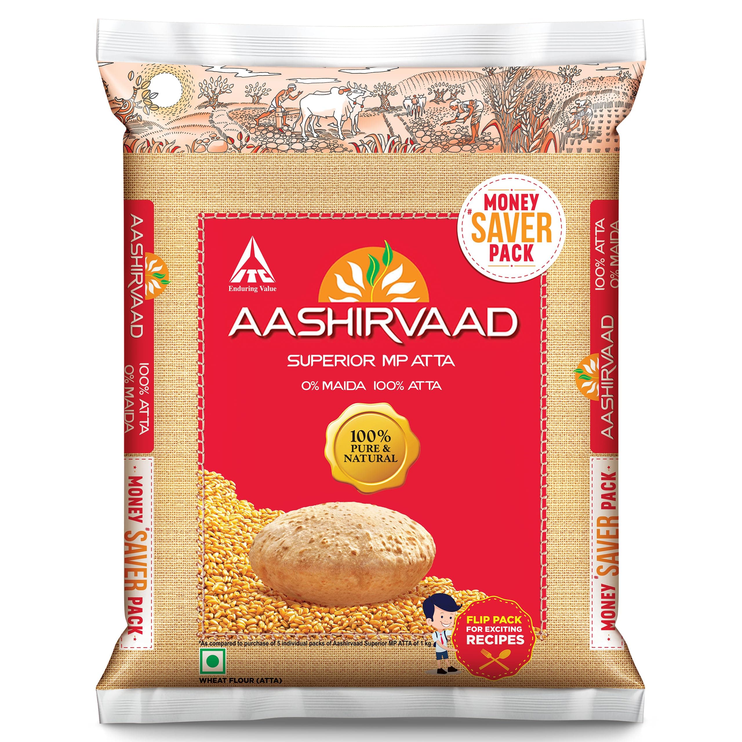 Aashirvaad Whole Wheat Flour (Atta) - 11 Lbs