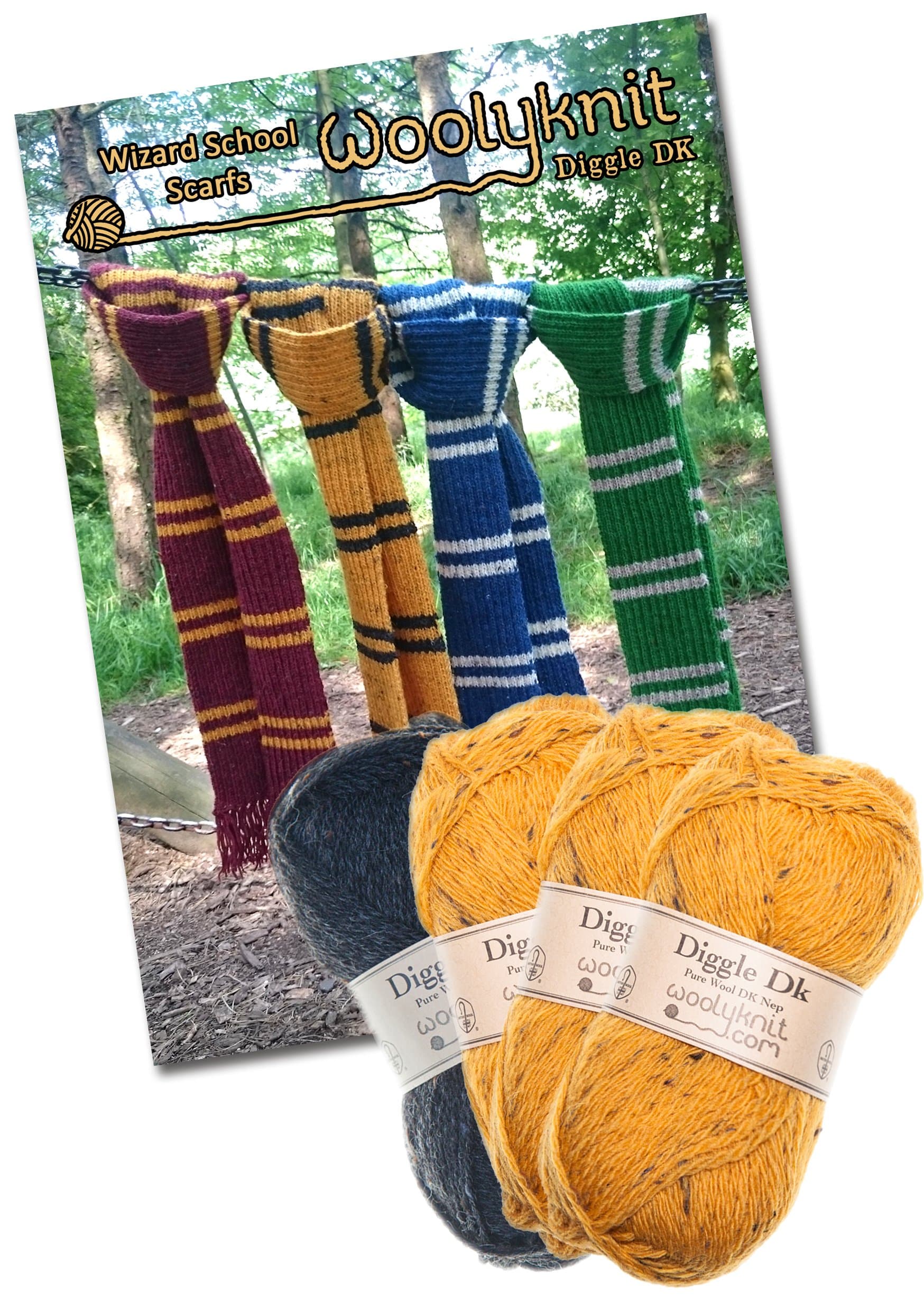 Knitting Bundle Knit Your Own Wizard School Scarf. Wool And Knitting Pattern Provided! (Gold - Yellow)