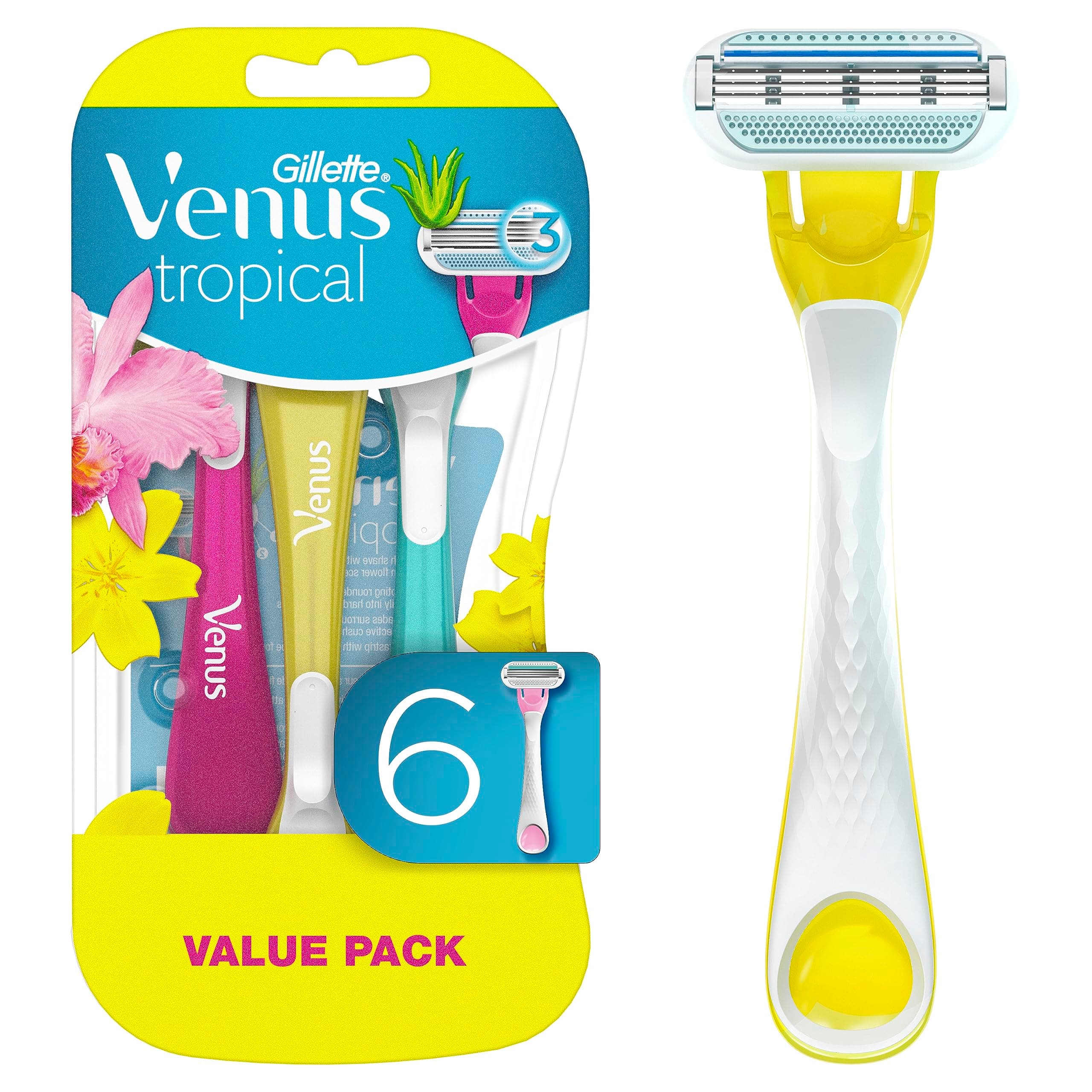 Tropical Value Pack 6 Disposable Razors 3 Blades