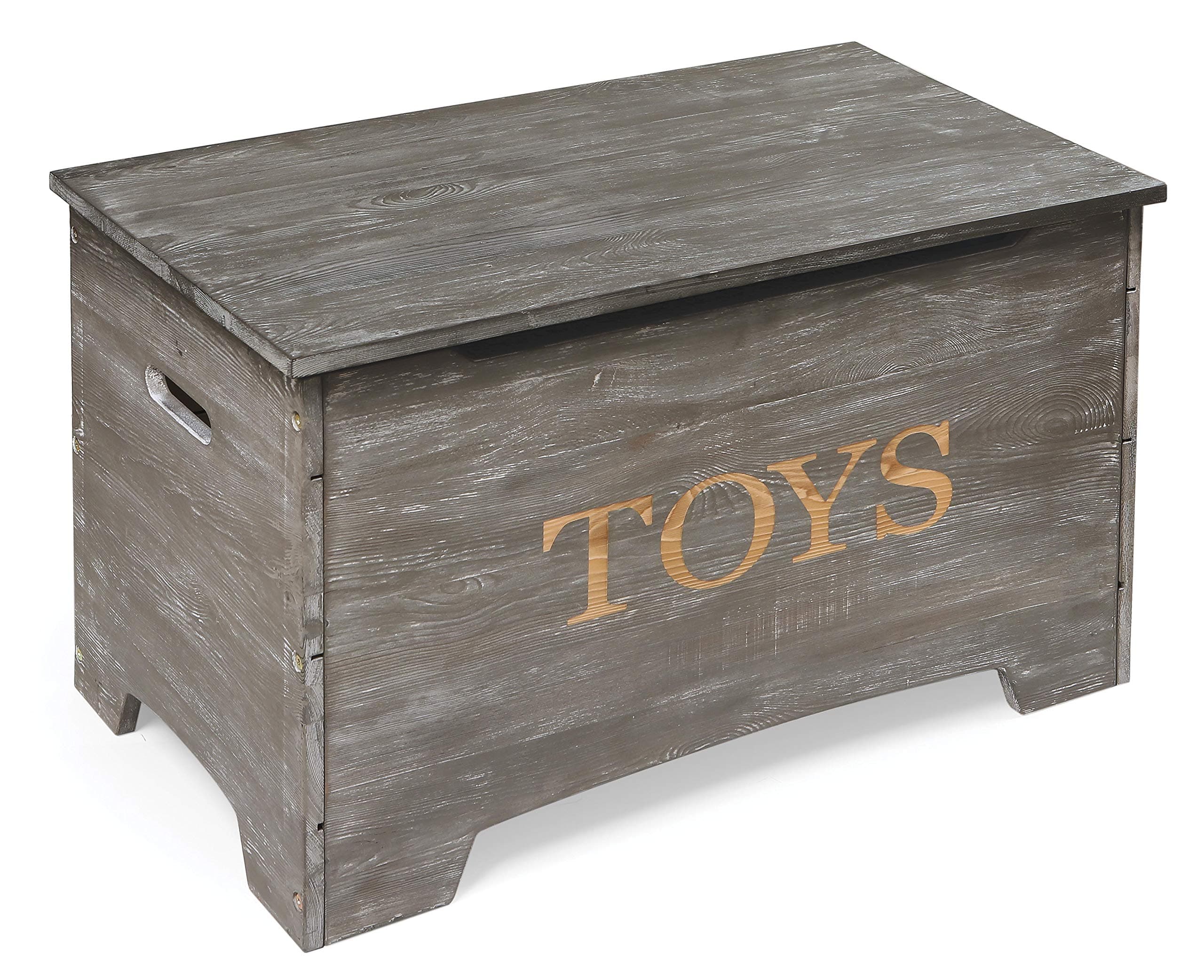 Badger Basket Farmhouse Solid Wood Rustic Toy Box with Reversible Toys Panel - Distressed Gray
