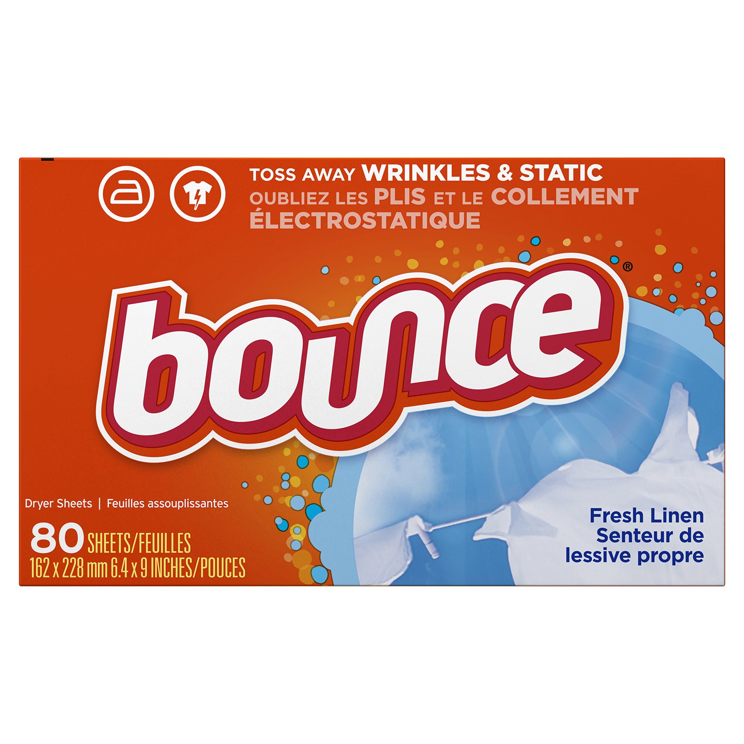 Bounce Fabric Softener Dryer Sheets, Fresh Linen, 80 Count (Pack of 3)
