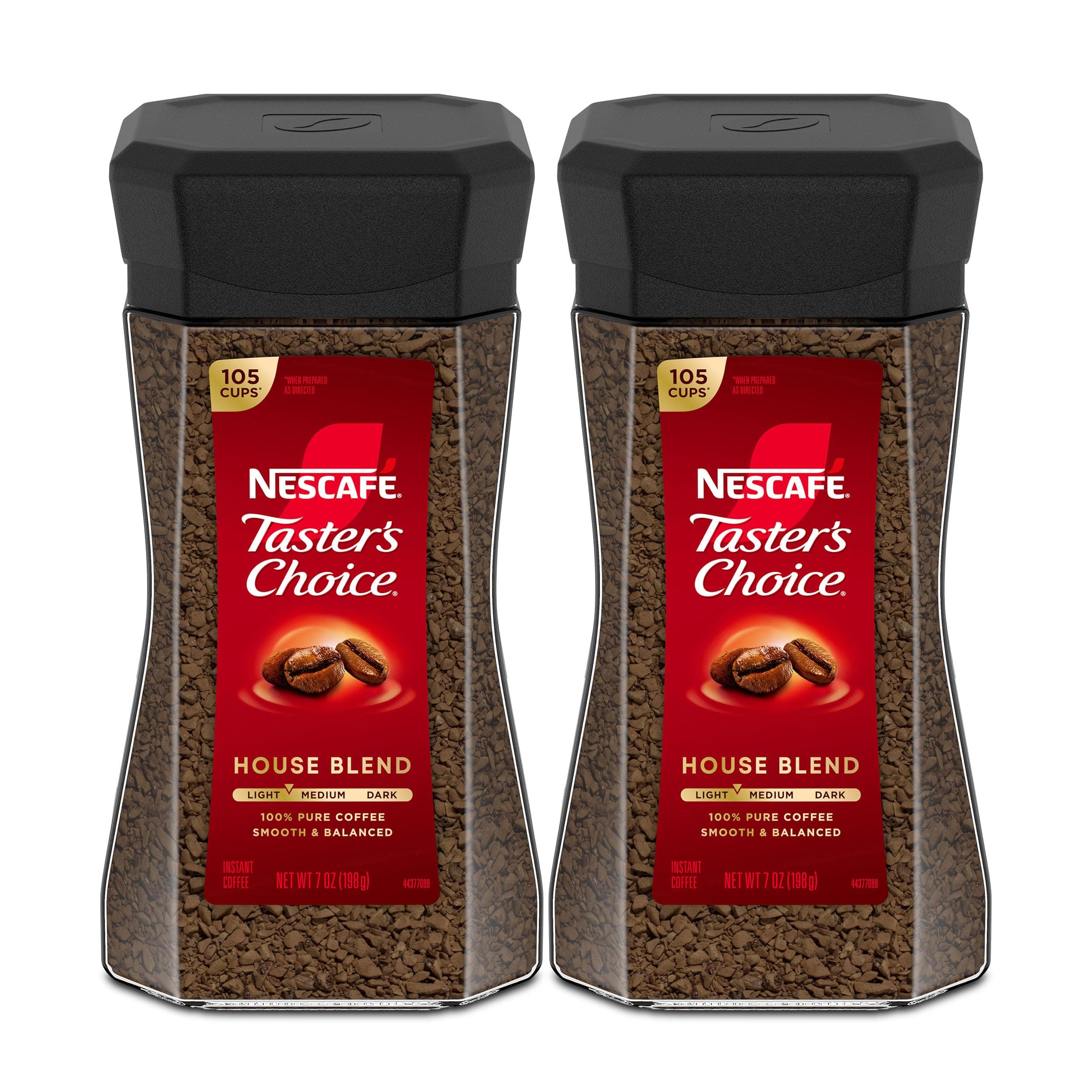 Nescafe Tasters Choice NESCAF Tasters Choice Instant Coffee, Light Medium Roast, House Blend, 2 Jars (7 Oz Each).
