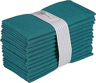 Ramanta Home 12-Pack 100% Cotton Dinner Napkins 18 by 18-Inch Soft Absorbent Comfortable - Ideal for Events and Regular Use - Teal