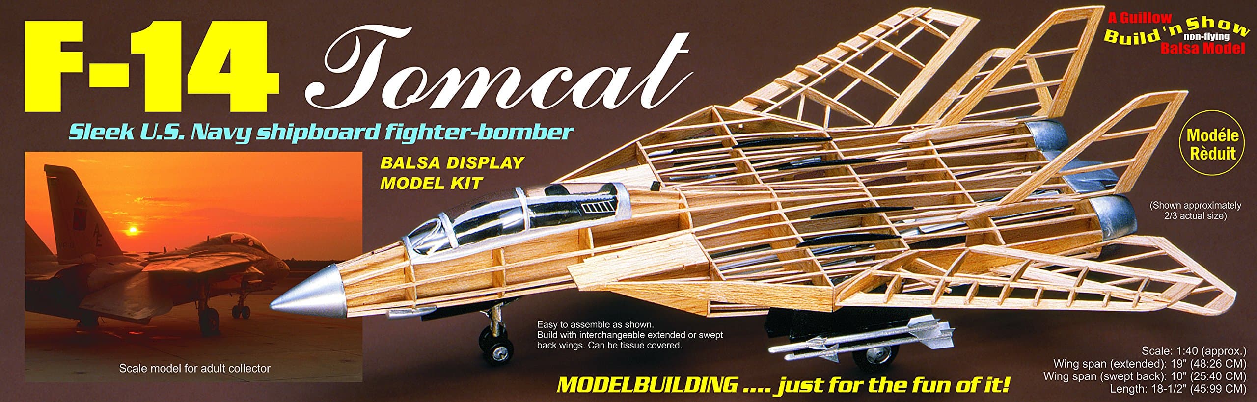 F-14 Tomcat balsa model kit 1:40 scale from Guillows